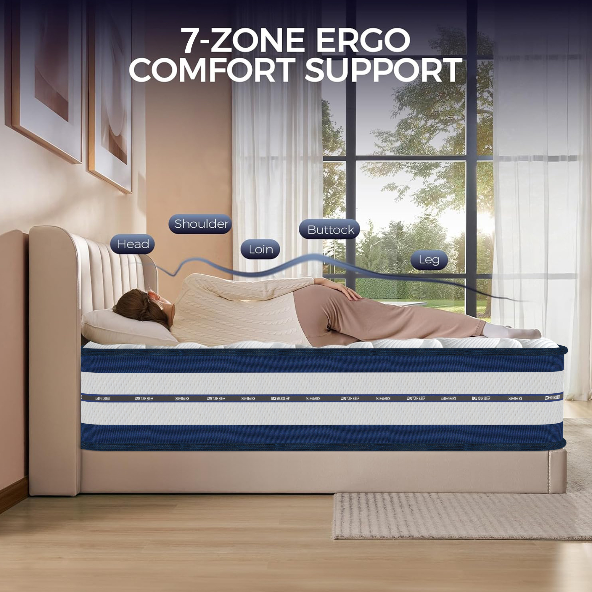 double mattress 135x190x28  pocket springs memory foam   7 zone   support 2cm cool gel layer reinforced guard ships in 31cm tube christmas halloween 200 night trial details 4