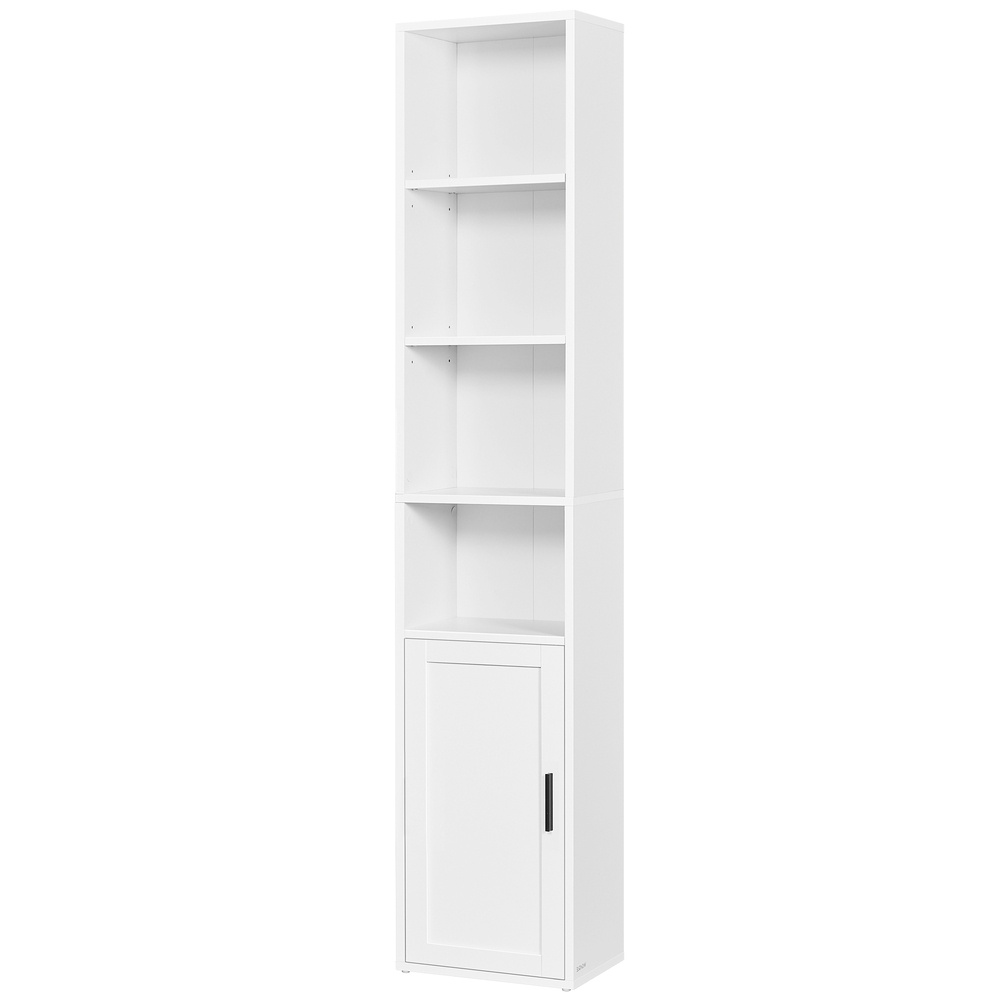 6-story Bookshelf, Open Cabinet With Doors, Dimensions: 24 X 31.8 X 175 Cm, Versatile, White.