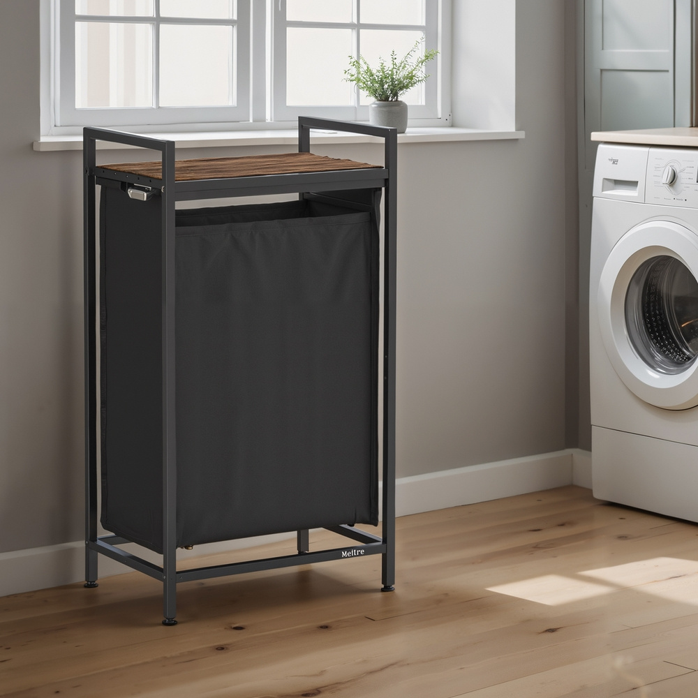 Laundry Basket With Storage, Laundry Hamper, Washing Bag, , Oxford Fabric, Metal Frame