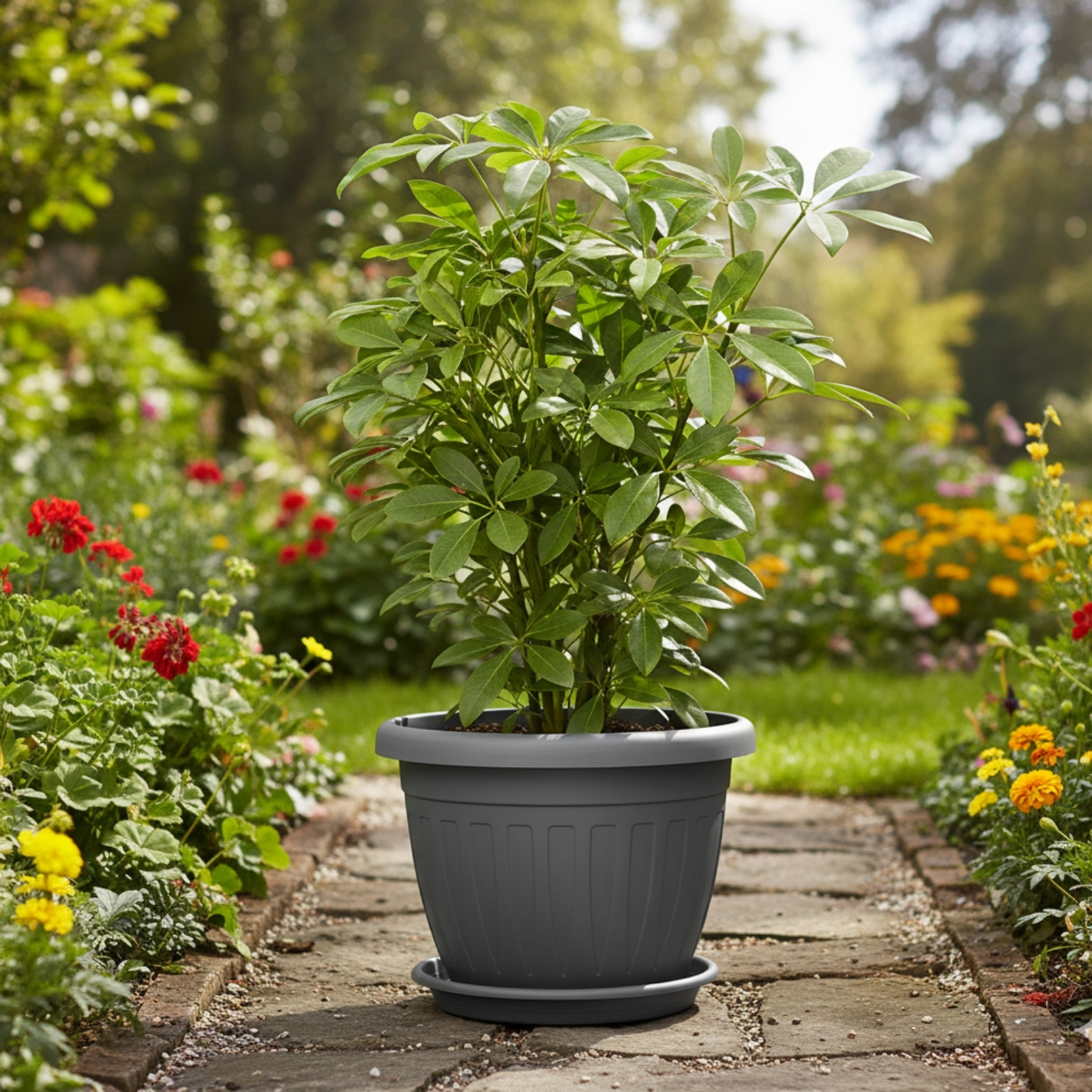 6x Flower Pot Including Saucer Ø 50 Cm