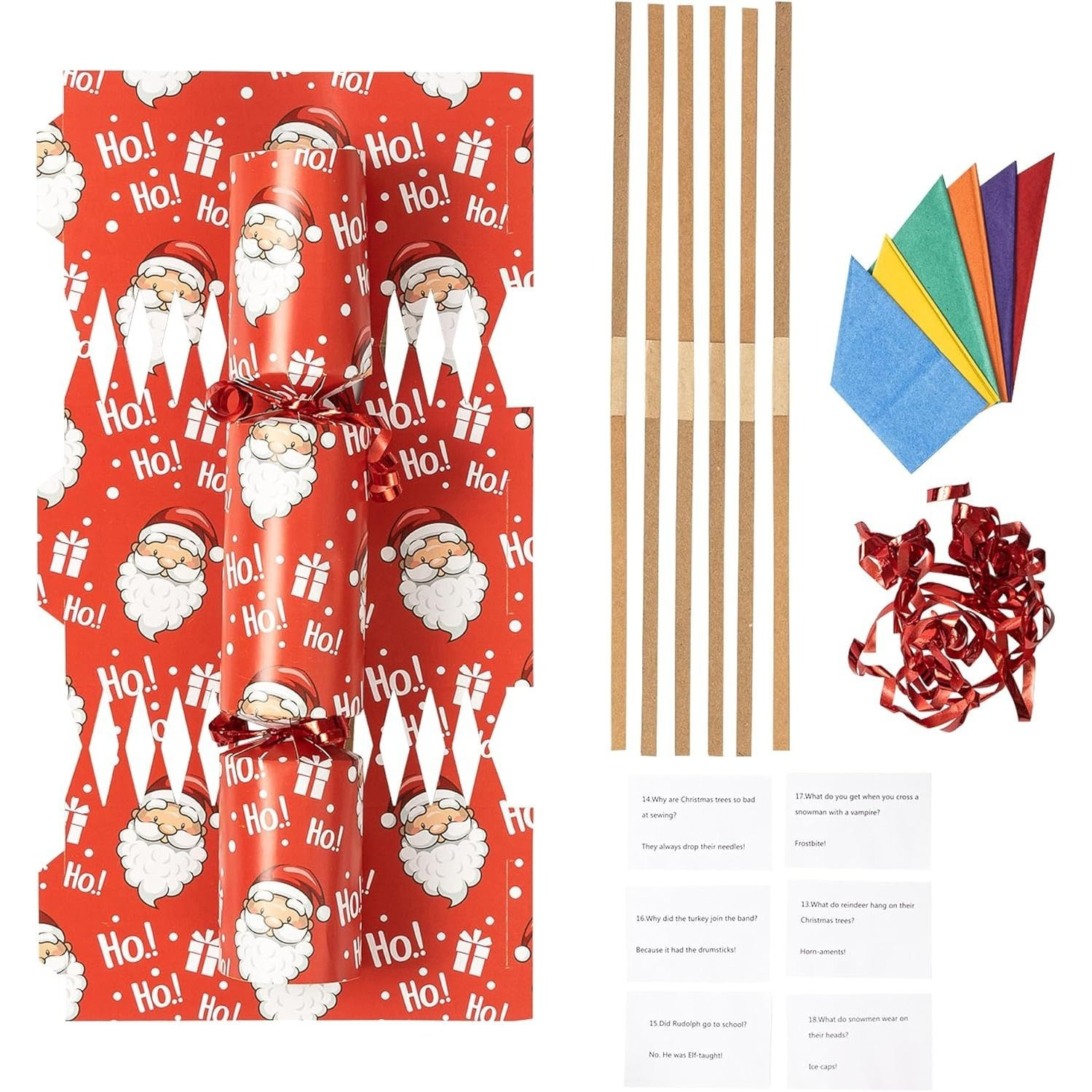 TEMU Evelay Make Your Own Christmas Cracker Kit – Pack Of 6 Festive Diy Crackers With Hats, Jokes & Ribbons – Add Your Own Gifts – Fun Family Craft