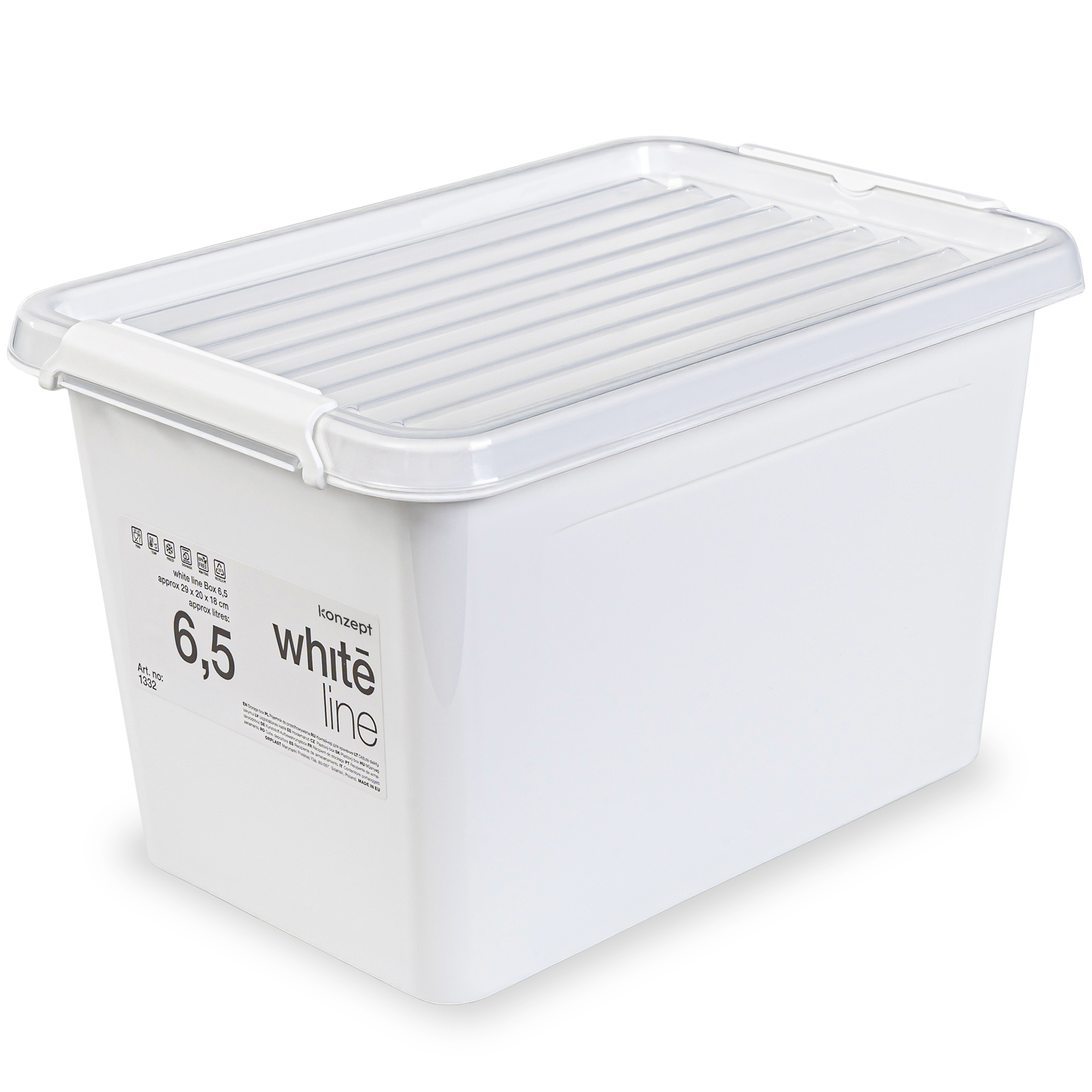 6l, 12l, 15l Or 30l Storage Box With Lid And Stable Clips – Stackable, & In Elegant White