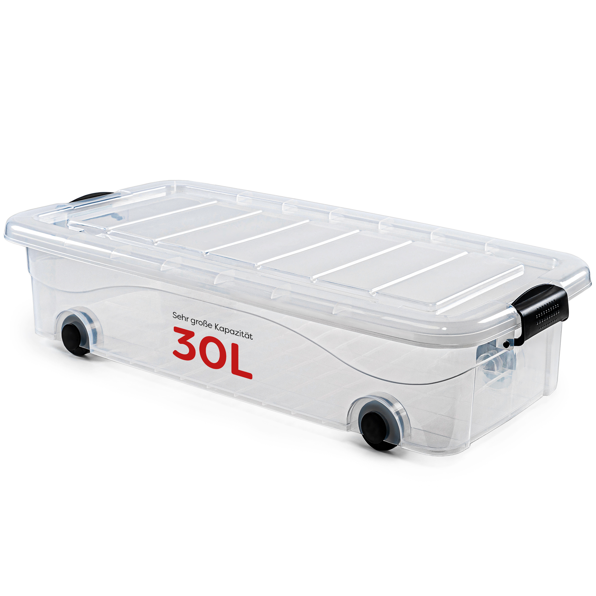 Underbed Storage Box With Wheels And Lid 78x39.4x17.7 Cm - Stackable Plastic Box For Clothing, Toys, And Bedding