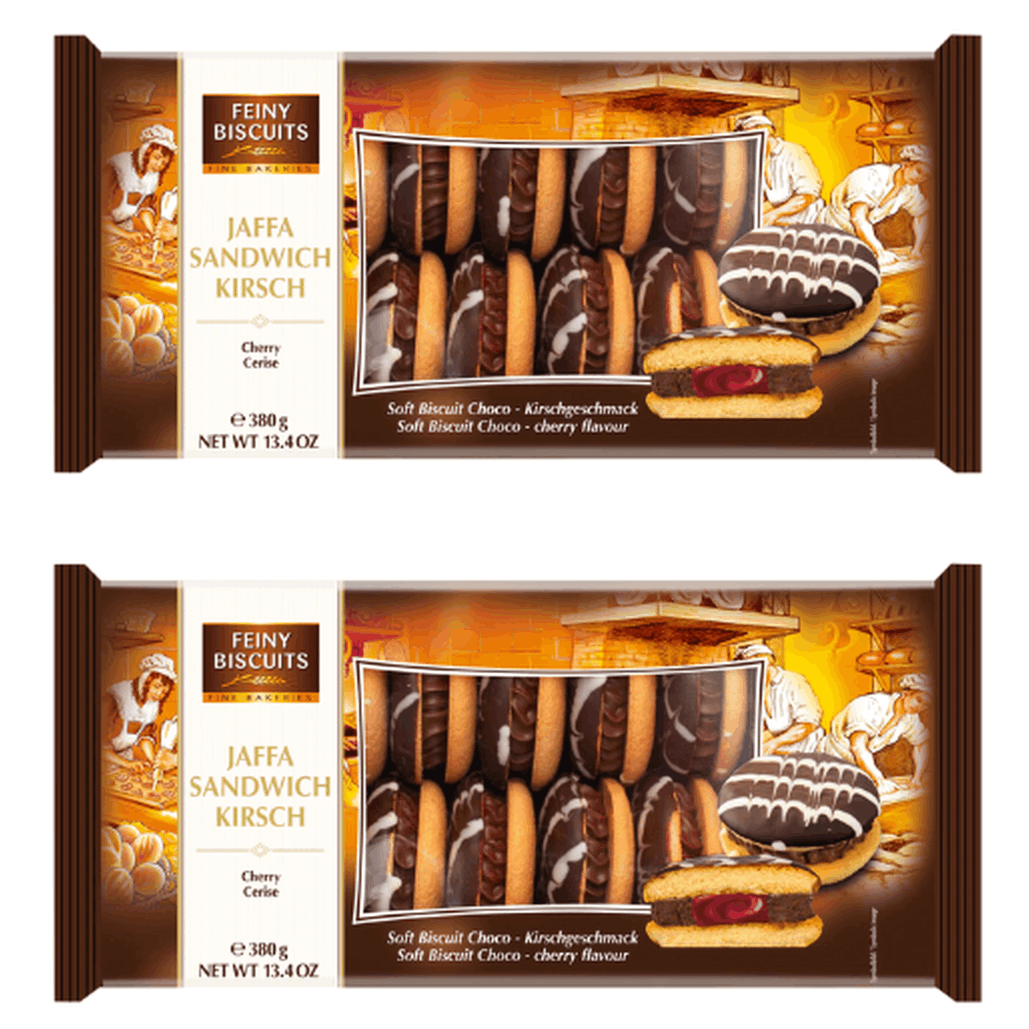 Feiny Biscuits Jaffa Cakes Sandwich Cherry – 2 X 380g – Soft With Cherry Fruit Filling & Cream Cream