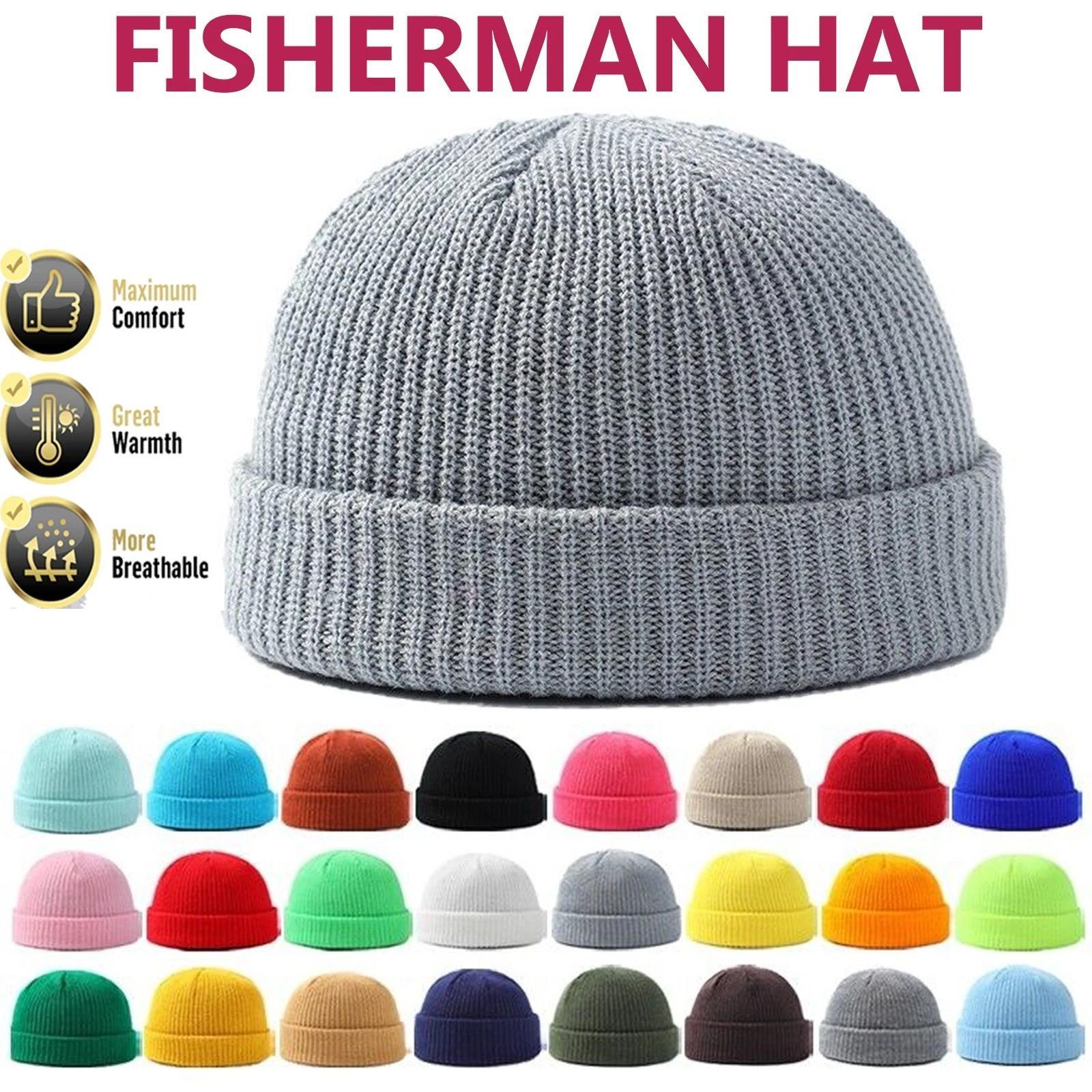 2-Piece Stretchy Soft Cuffed Fisherman Beanie Hat for Men
