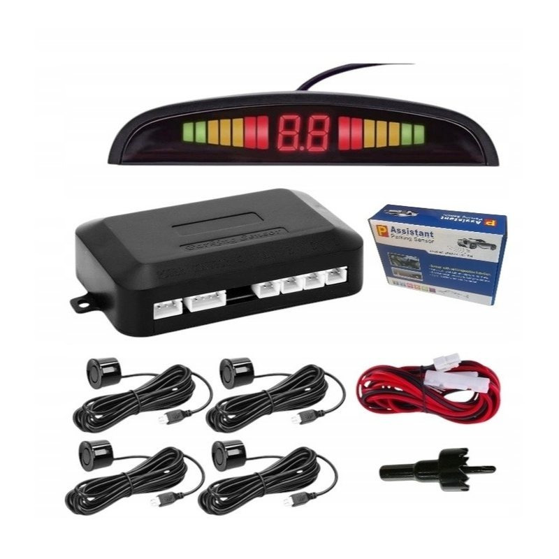 Image of Rear And Front Parking Sensors Lcd Display Set 4x Led + Voice Alert