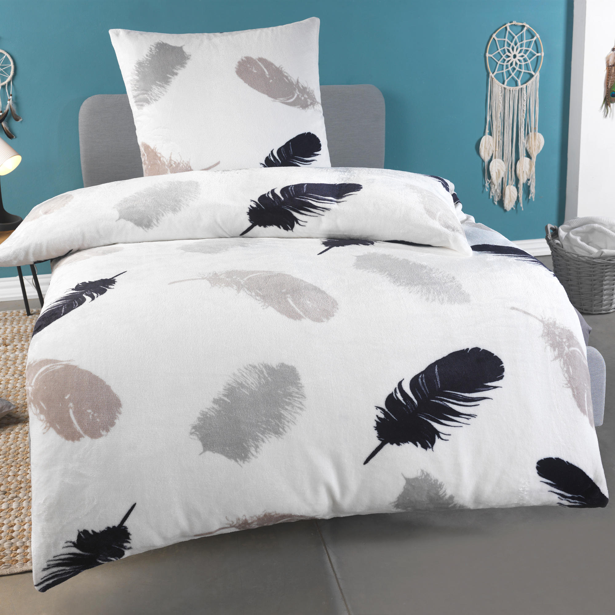 Plush Warm Fluffy Bedding With Cashmere Touch, Cozy, , Zip - Sizes: 135x200 + 80x80 | 155x220 + 80x80 | 200x200 + 2x 80x80 - In 12 Colors