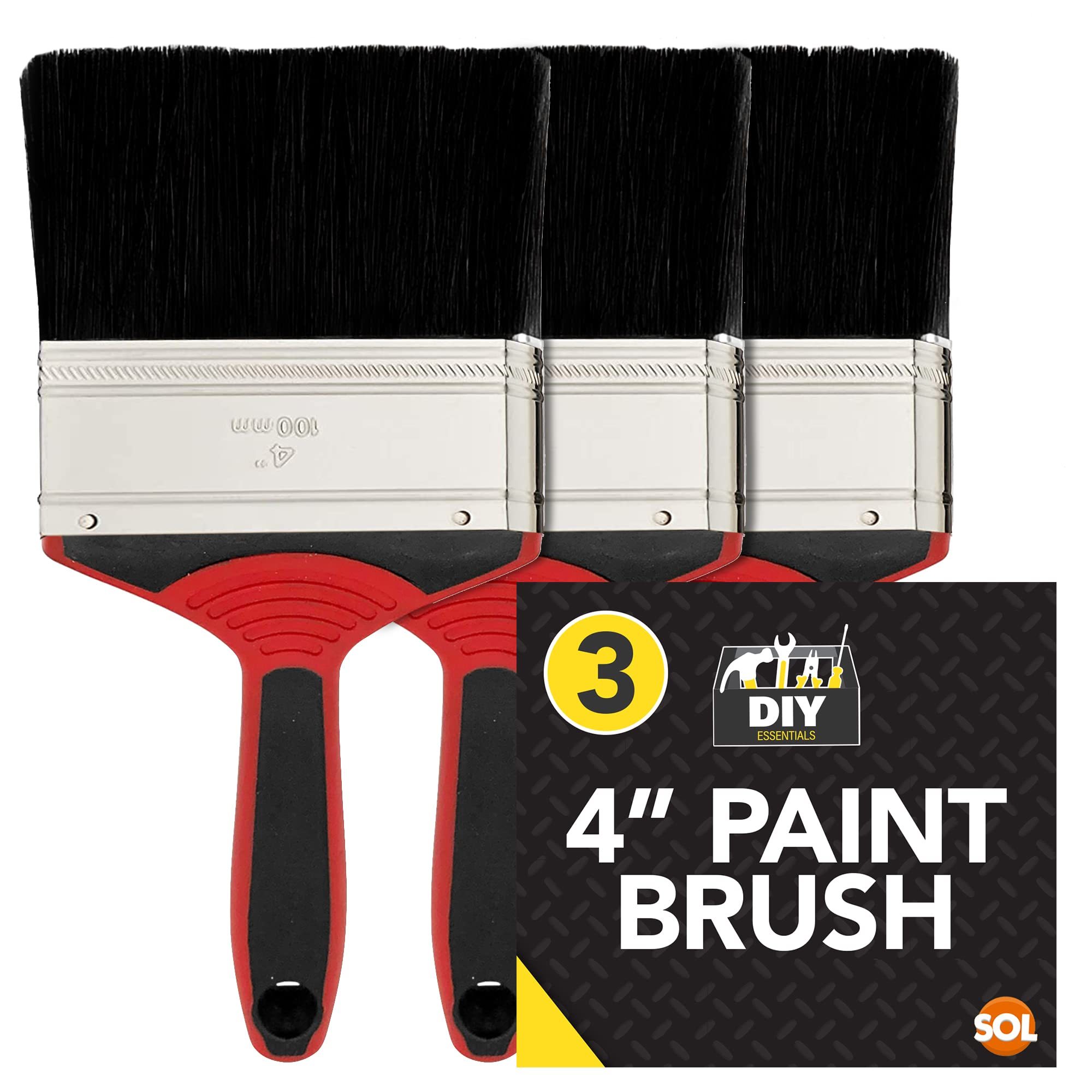 TEMU 3 Pack 4 Inch Paint Brush | Large Multipurpose Decorating Brushes For Interior & Exterior Painting | Wide Wall & Fence Paint Brushes | Ideal For