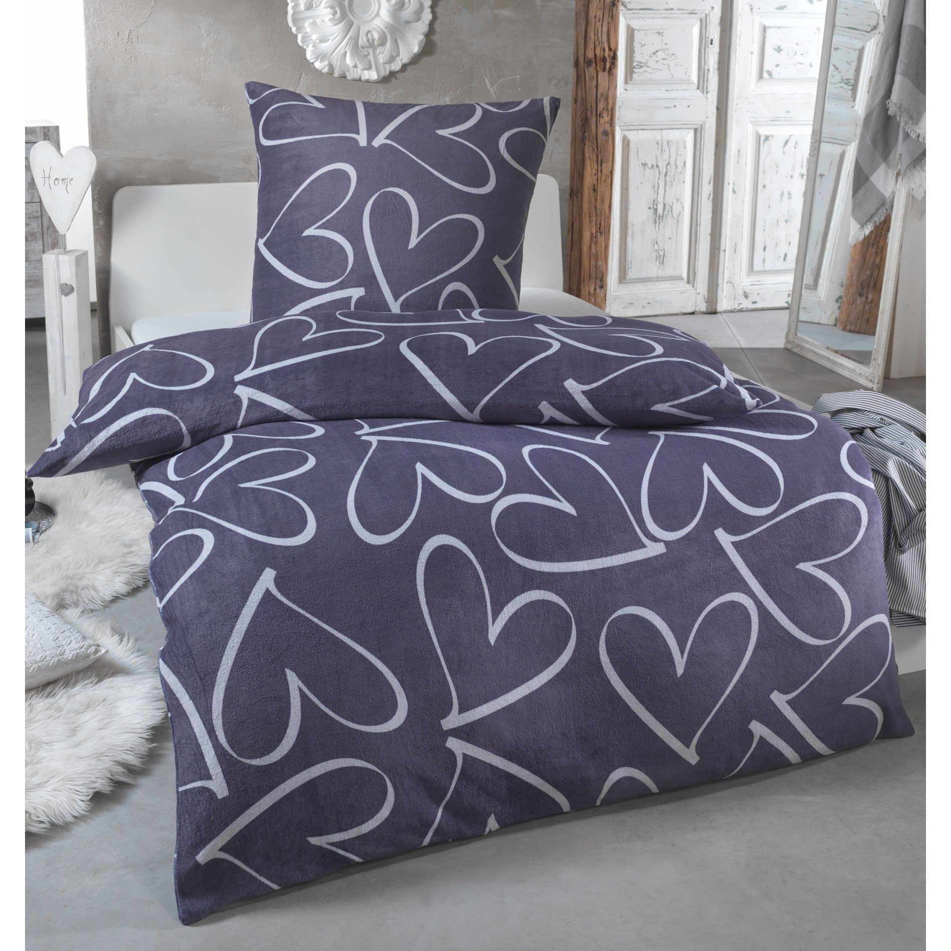 Plush Warm Fluffy Bedding With Cashmere Touch, Cozy, , Zip - Sizes: 135x200 + 80x80 | 155x220 + 80x80 | 200x200 + 2x 80x80 - In 12 Colors