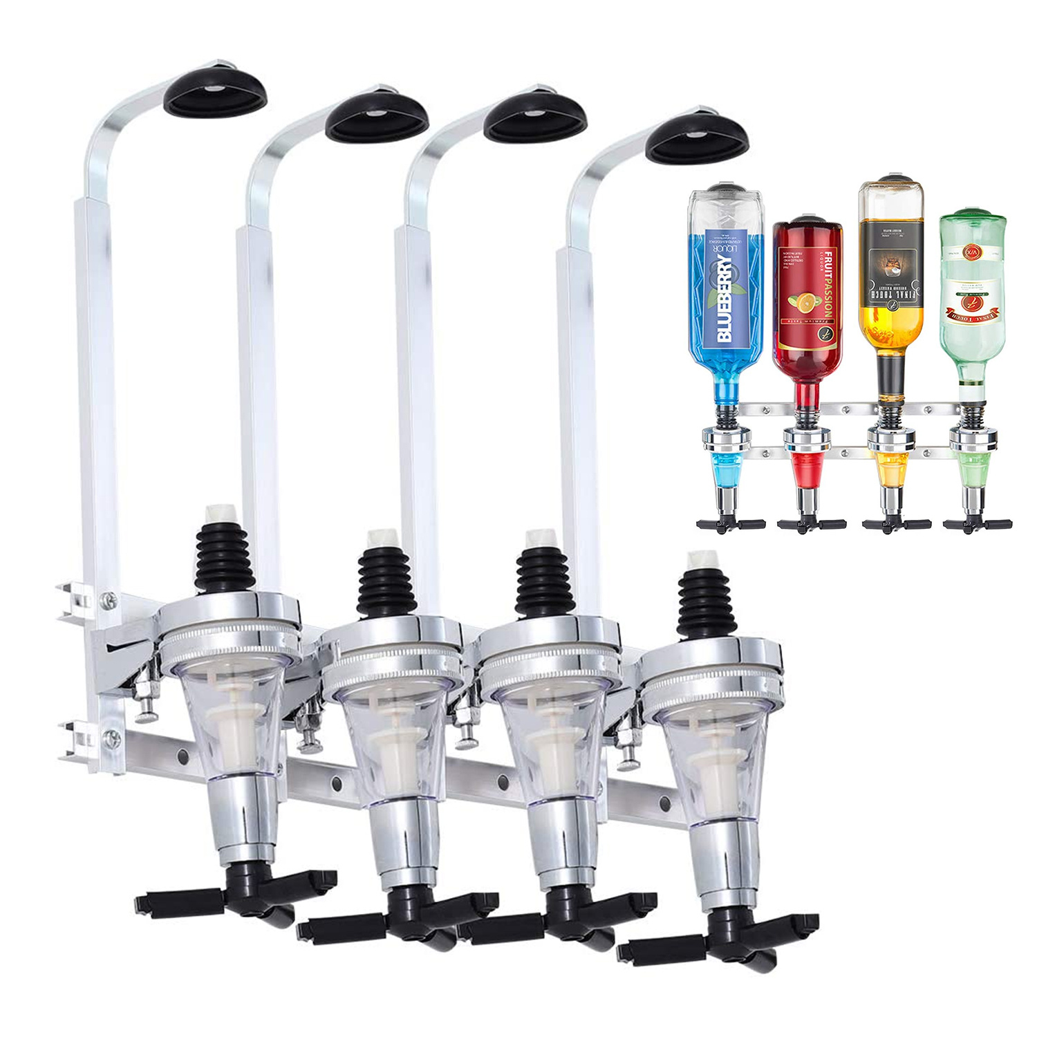TEMU 4/6 Bottle Optics For Spirits Bar Butler Wall Mounted Bottle Bracket Upside Down Drink Dispenser Stand Rack For Home Pub Or Kitchen Bar, 30ml