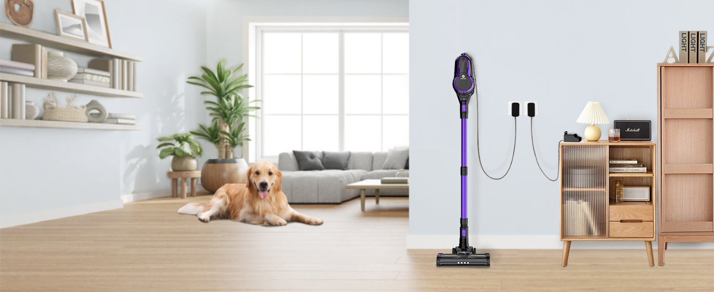 38000pa Cordless Vacuum Cleaner, 55 minutes run time, 8*2200mAh battery capacity, HEPA*4, 6-in-1 Lightweight Cordless Vacuum Cleaner, Rechargeable Cordless Vacuum Cleaner, Upgraded Roller Brush for Carpets, Tiles, Pet Hair and Hardwood Floors, Aluminium Construction