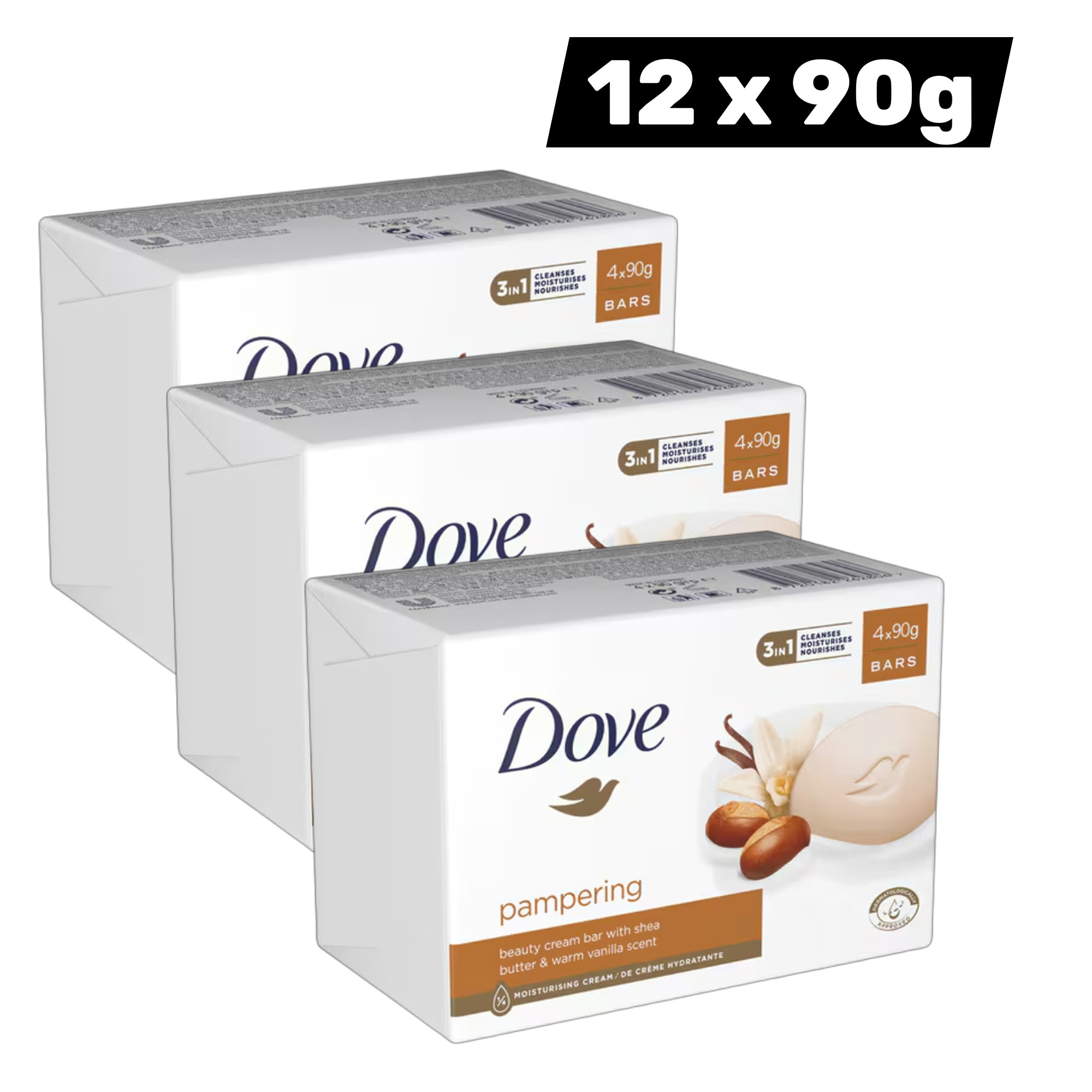 TEMU Dove Pampering Beauty With Shea Butter & Scent – 12 X 90g (4 Bar Packs X 3)