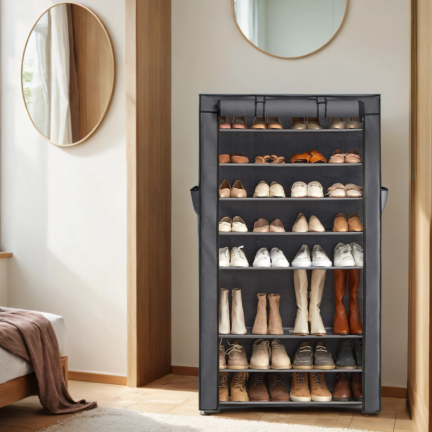 10-tier Shoe Rack, Shoe Cabinet, Shoe Storage With Cover, Shoe Organizer For High Heels, Sports Shoes, Metal Frame