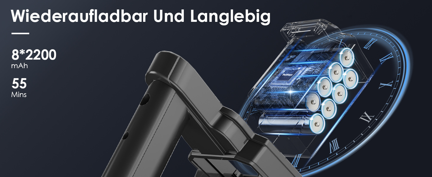 38000pa Cordless Vacuum Cleaner, 55 minutes run time, 8*2200mAh battery capacity, HEPA*4, 6-in-1 Lightweight Cordless Vacuum Cleaner, Rechargeable Cordless Vacuum Cleaner, Upgraded Roller Brush for Carpets, Tiles, Pet Hair and Hardwood Floors, Aluminium Construction