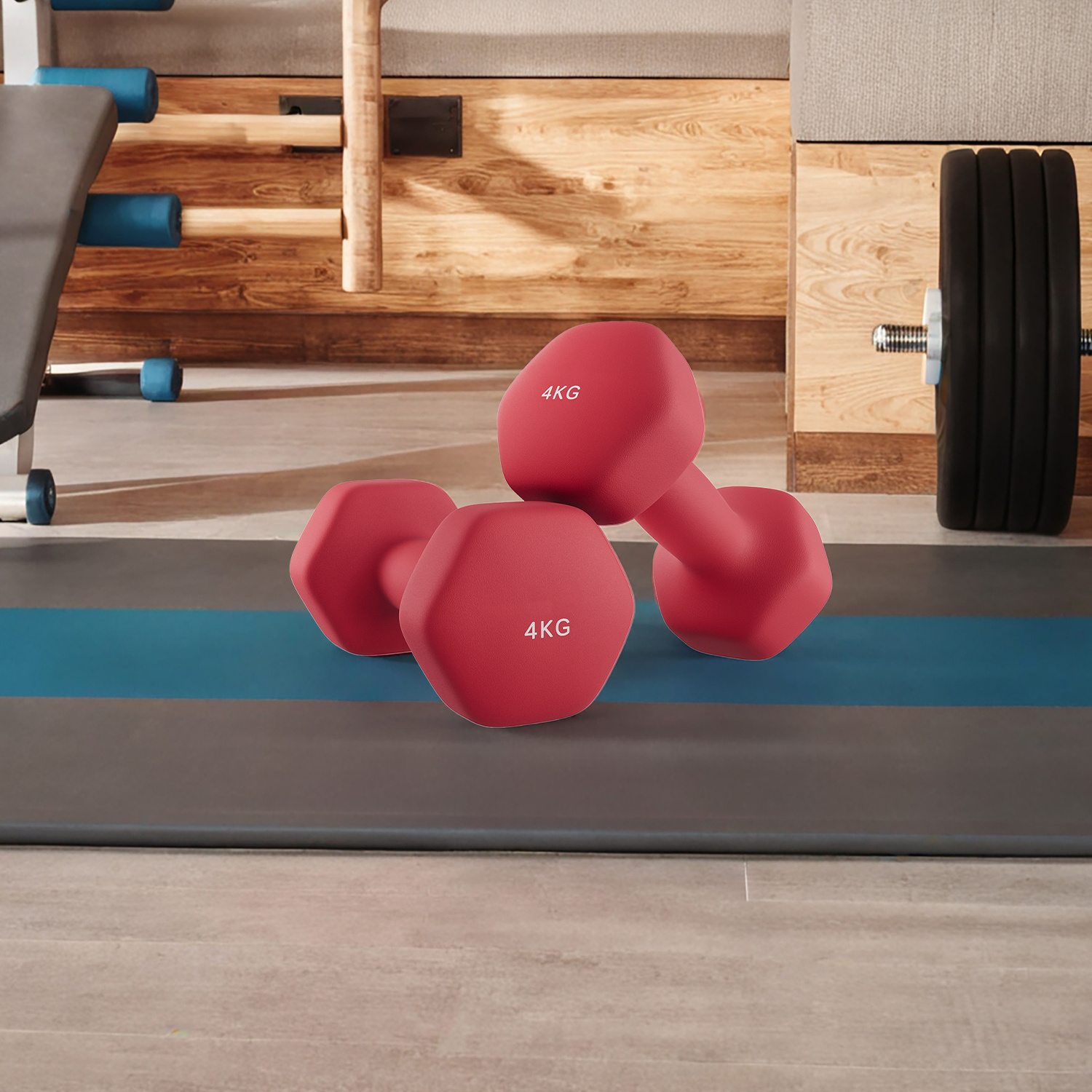 TEMU Dumbbells, 2-piece Set, Strength Training, Workout, Hexagonal Dumbbells, Neoprene Coating, Fitness Training