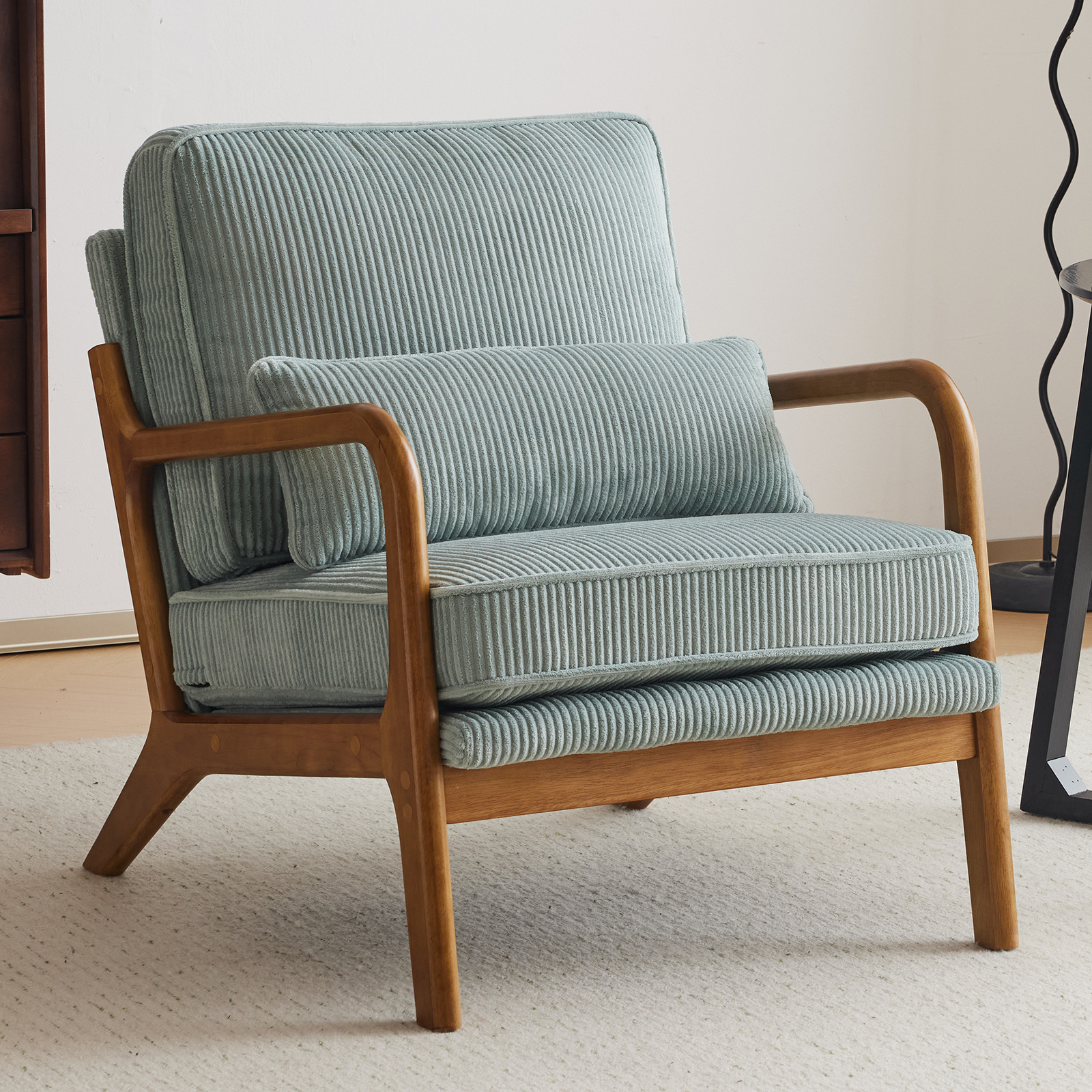 Image of -style Upholsteredchair, Modern Lounge Chair, Ear Chair For Living Room, Upholstered Chair With Solid Wood, Reading Chair, Loadable Up To 200 Kg, Cord Fabric