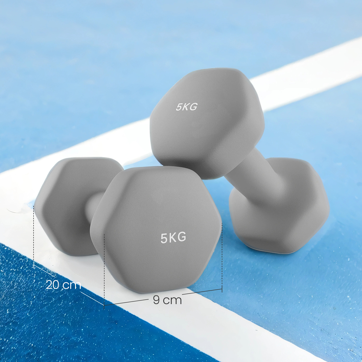 Dumbbells, 2pcs Set, 2 X 5 Kg, Dumbbell Set, Short Dumbbells, Hexagon, Strength Training, Workout, For Home.
