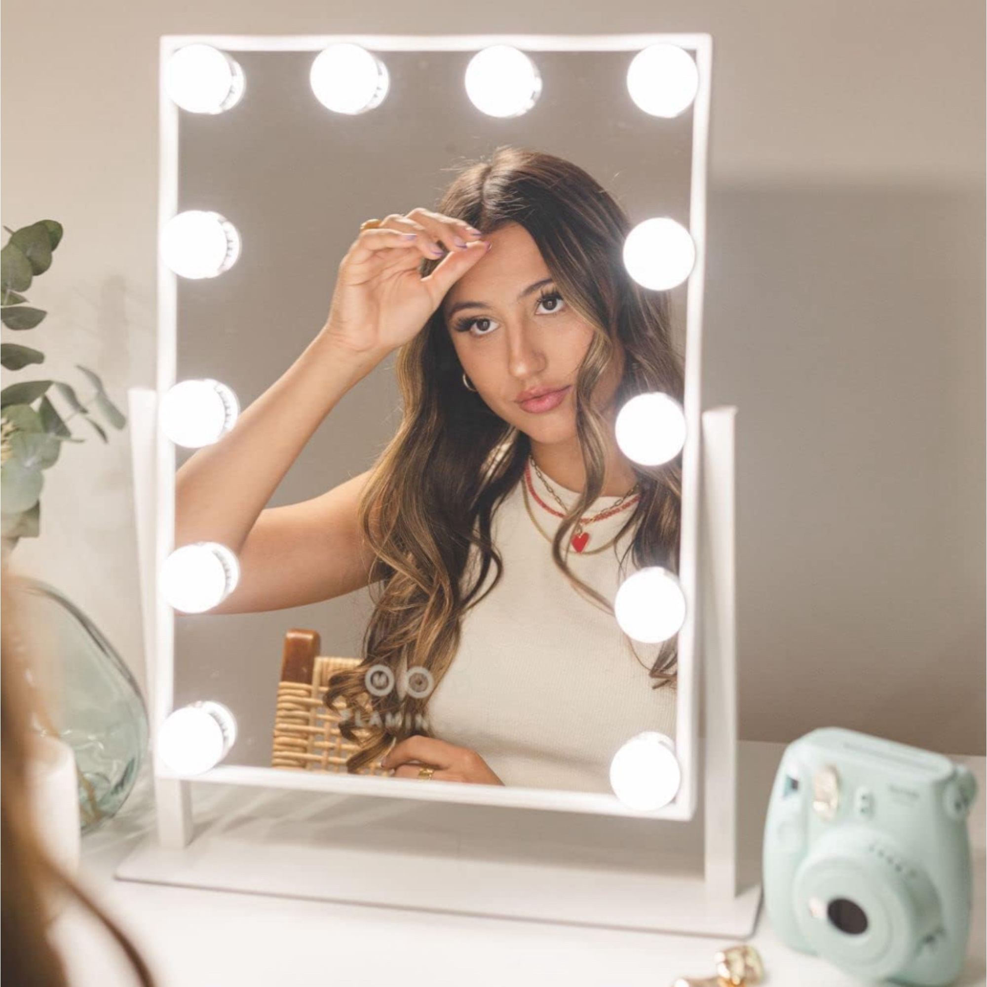 TEMU Espejo de Maquillaje con Iluminación LED: Tocador con 12 Bombillas, 3 de Luz, Control Táctil, Espejo de Maquillaje con Aumento y Luz para