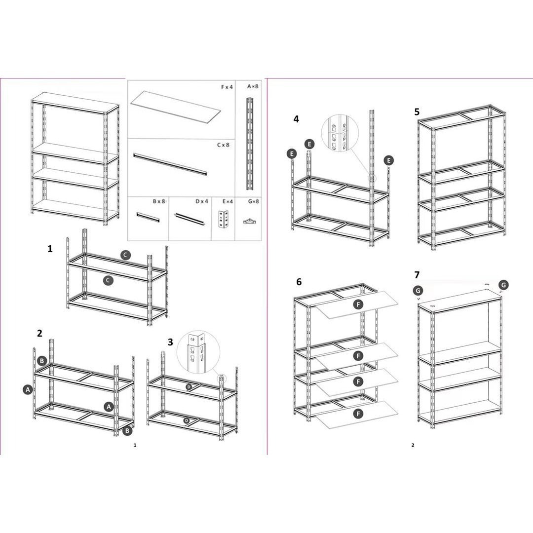 4-Tier Steel Shelving Unit for Garage & Shed Storage