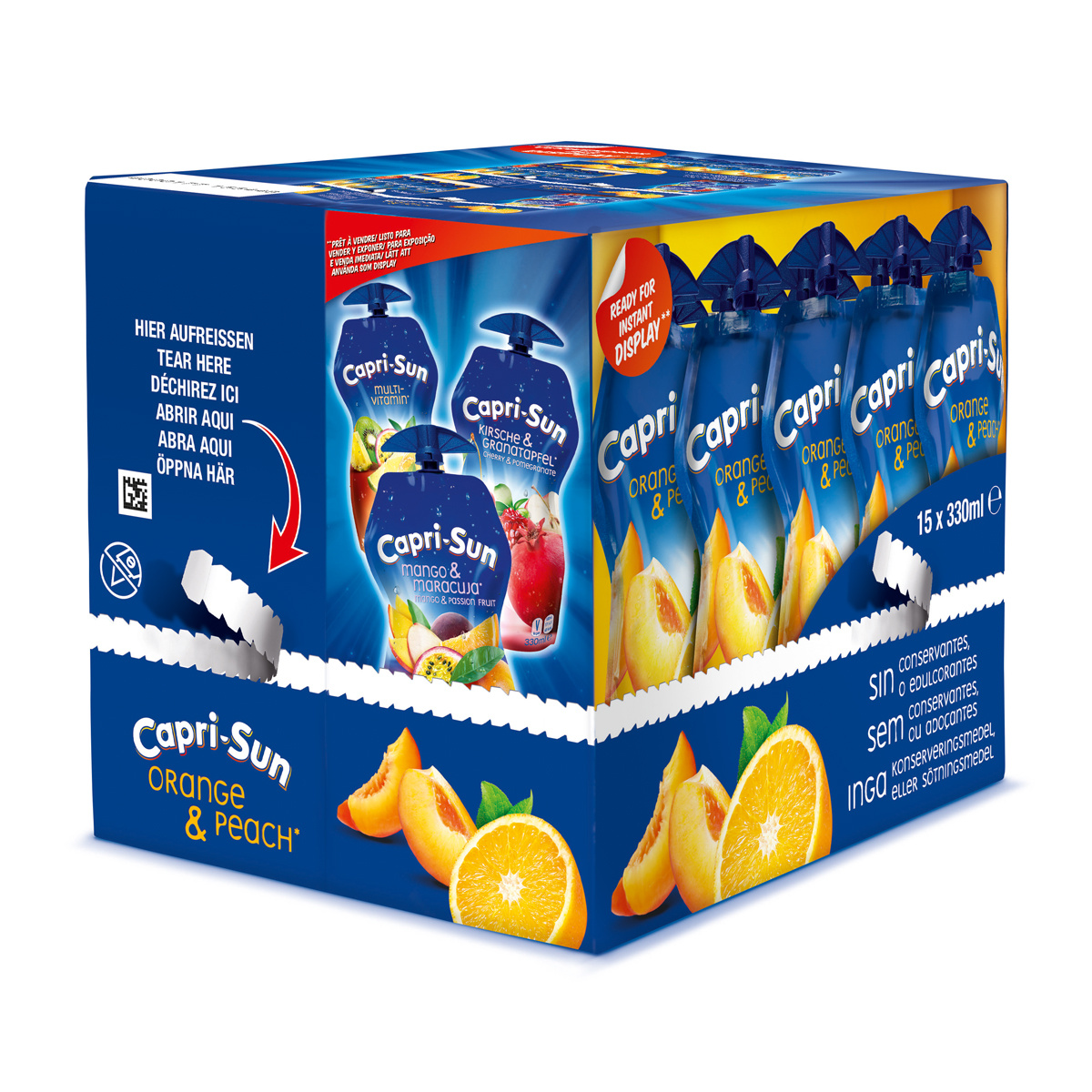 Capri Sun Orange And Peach Refreshment Drink 330ml 15-pack