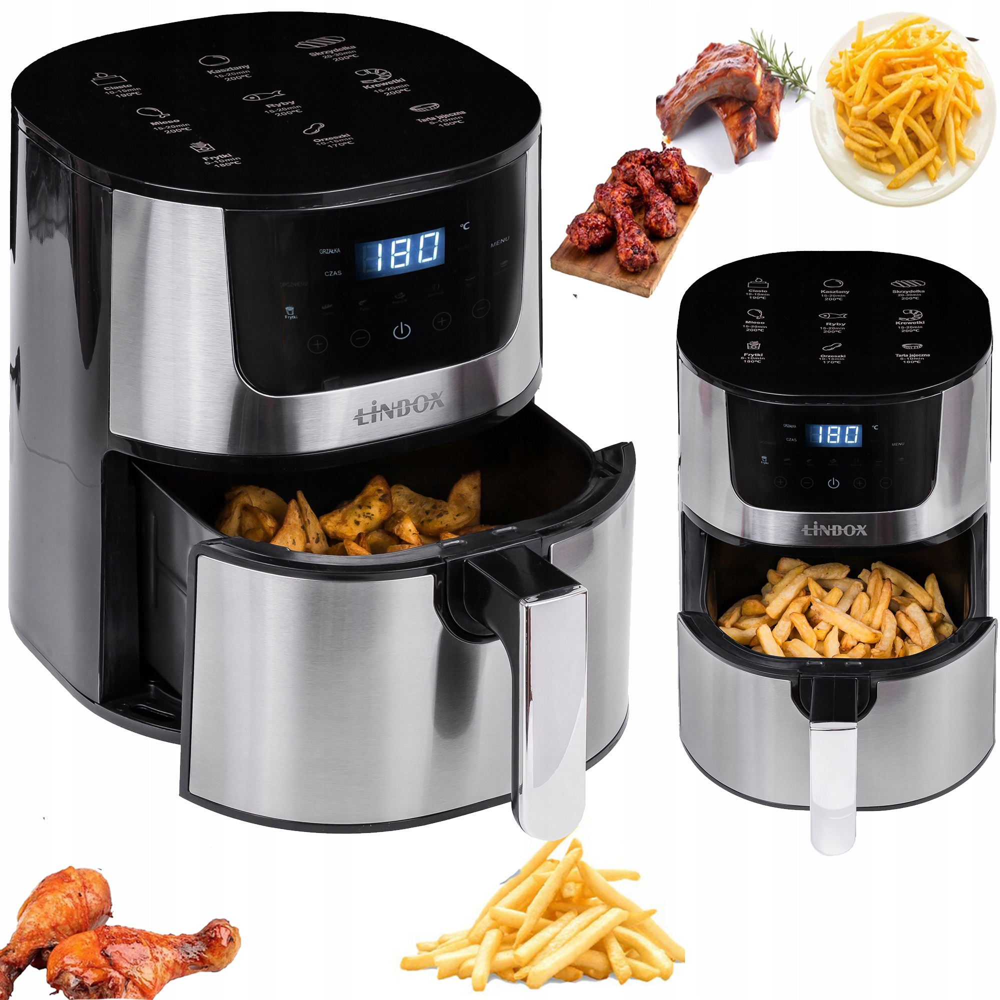 frytkownica beztłuszczowa air fryer   czarna 4,5l 1400w