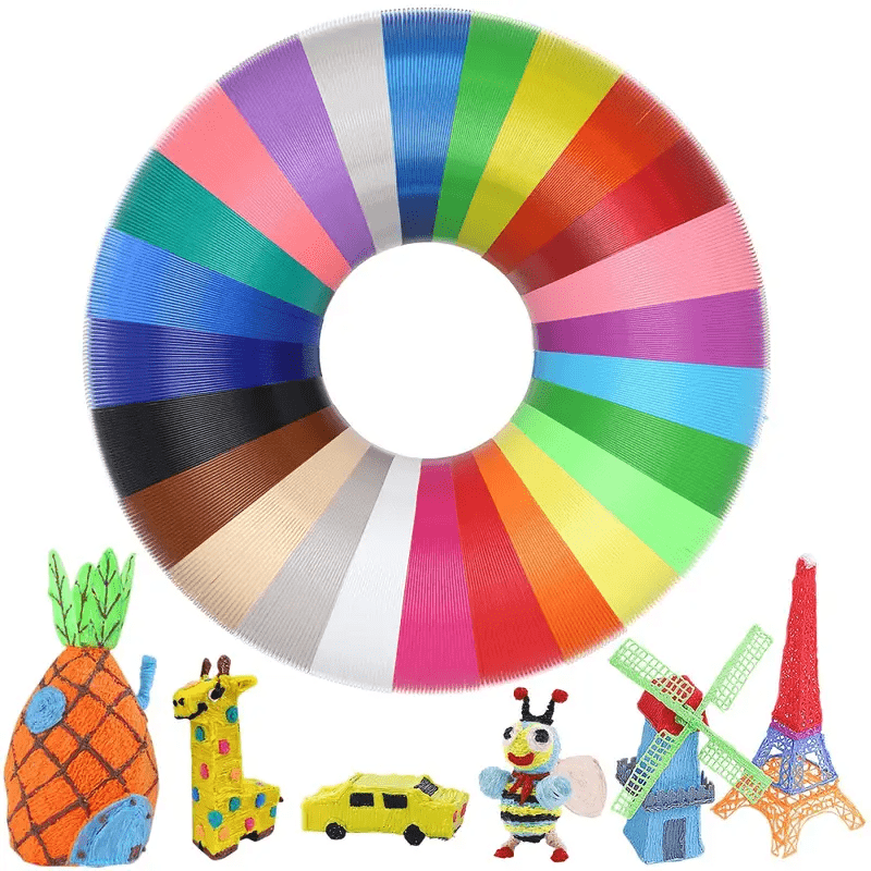 E-shop 3D Stift Filament PLA, je 5 m 3D Stift 1.75 mm Packung mit 25 verschiedenen Farben 3D Drucker Filament Nachfüllpack Gesamtlänge 125 m