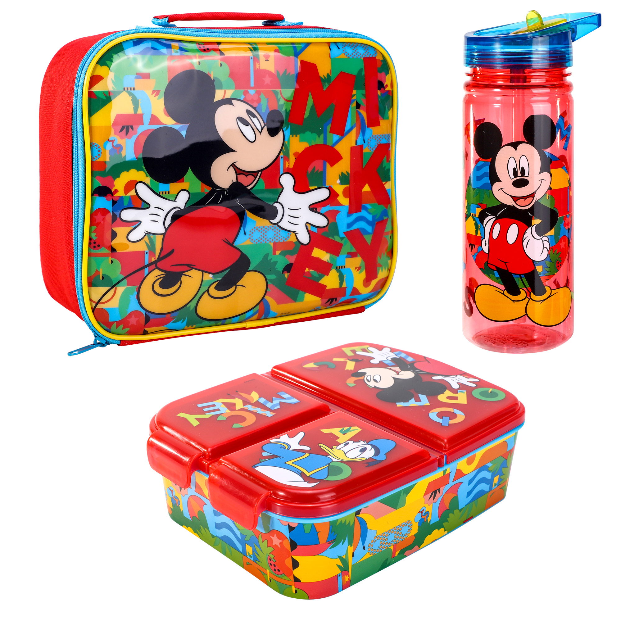TEMU Mouse Kids Lunch Box Set – Insulated Lunch Bag, Multi-compartment Lunch Box & 580ml Water Bottle – Food Set, Bpa-free