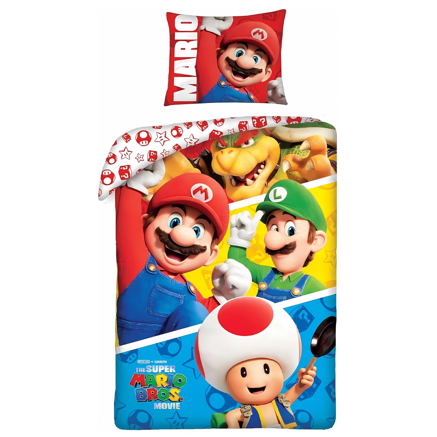 Reversible Super Mario . Duvet Cover, 140x200 Cm, Pillowcase 65x65 Cm