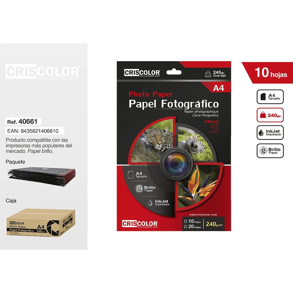 TEMU Papel fotográfico de calidad de 240 gramos, de , A4, de 1 paquete/10 hojas para impresoras de tinta Resolución, Secado Rápido A4