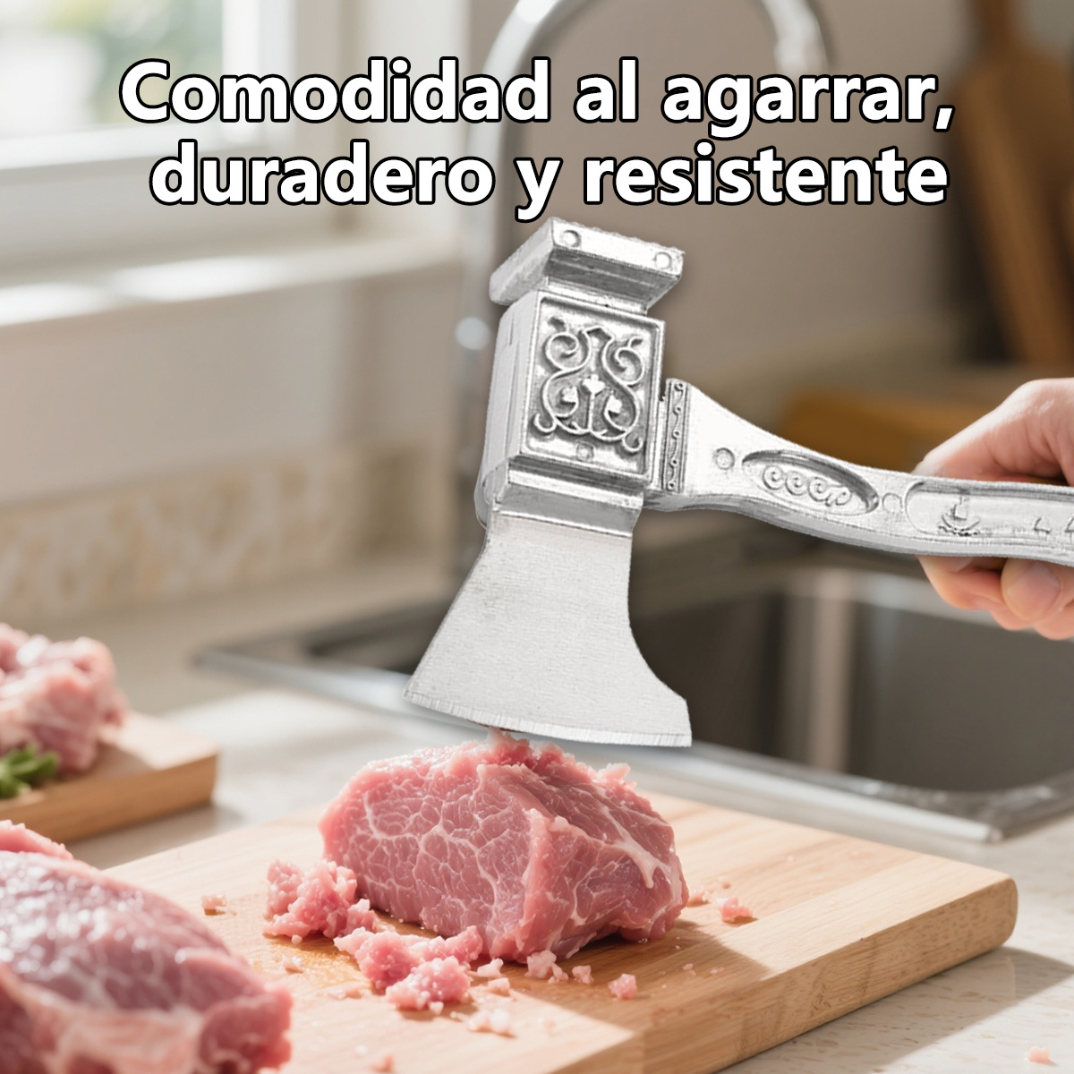 TEMU 1 para carne multifuncional, resistente y duradero, con diseño antideslizante de cara. Es ideal para golpear filetes de ternera, chuletas de