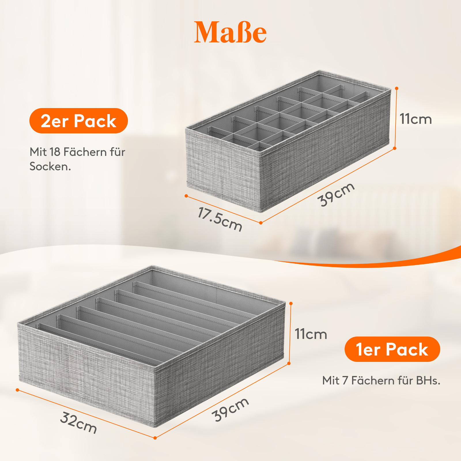 Open Storage Container Set, Drawer Organizer, Wardrobe Organizer, Organization System