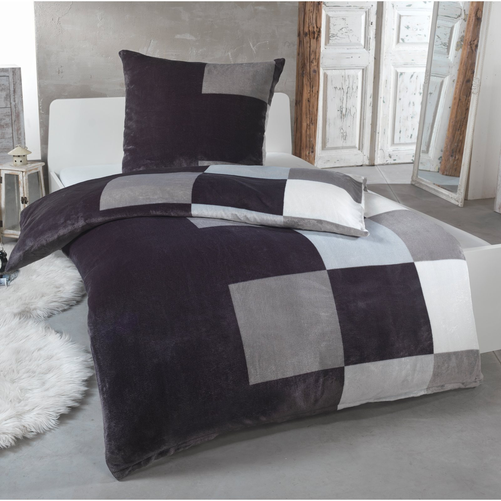 Image of Cozy Winter Plush Bedding Set With Cashmere-touch Coral Fleece And Pillowcase 80x80, Warmer Than Beaver Or Flannel, Extra Fluffy Soft Warm Duvet Cover, Fluffy Winter Comforter, Bedding Set