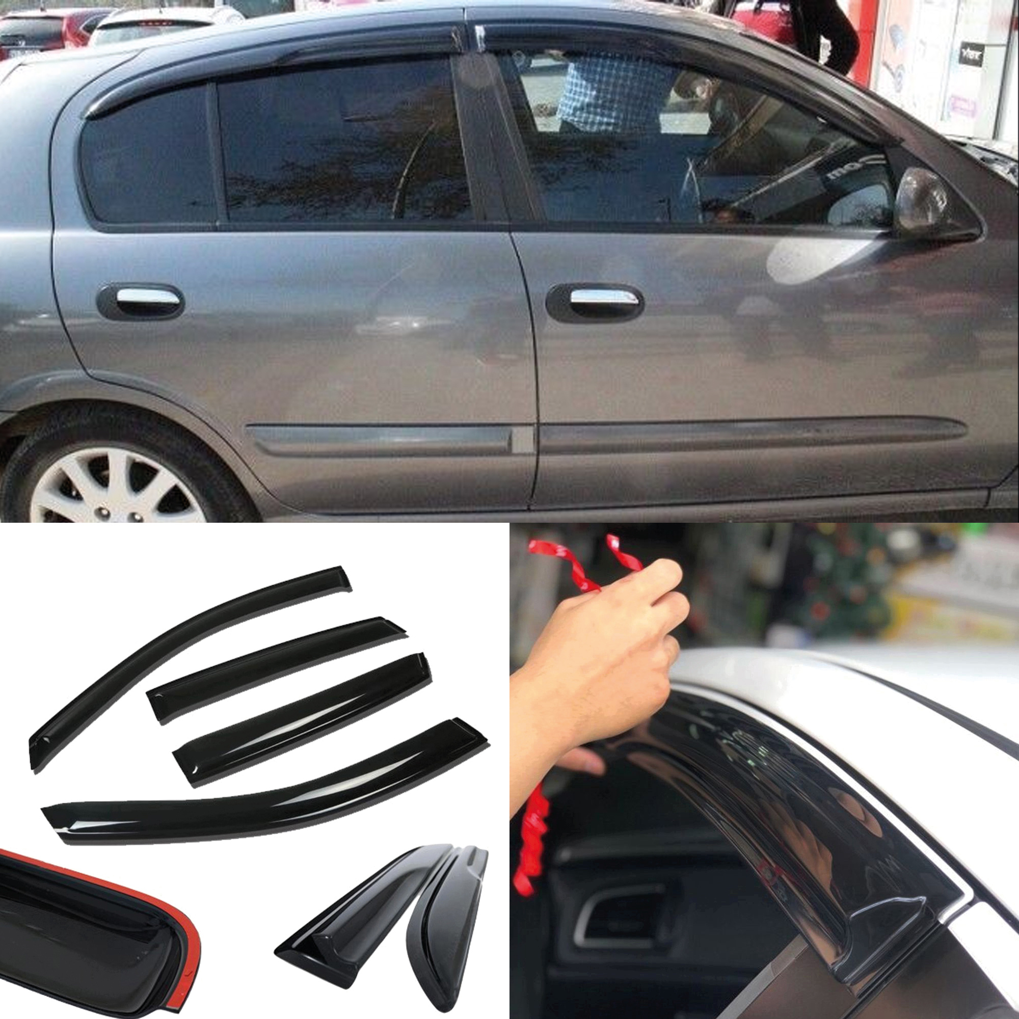 Image of Window Visor For Hb 2000-2008 4pcs Cars Accessories Rain Guard Vent Wind Deflector Weathershield Moulding Trim Thickened Sun And Rain
