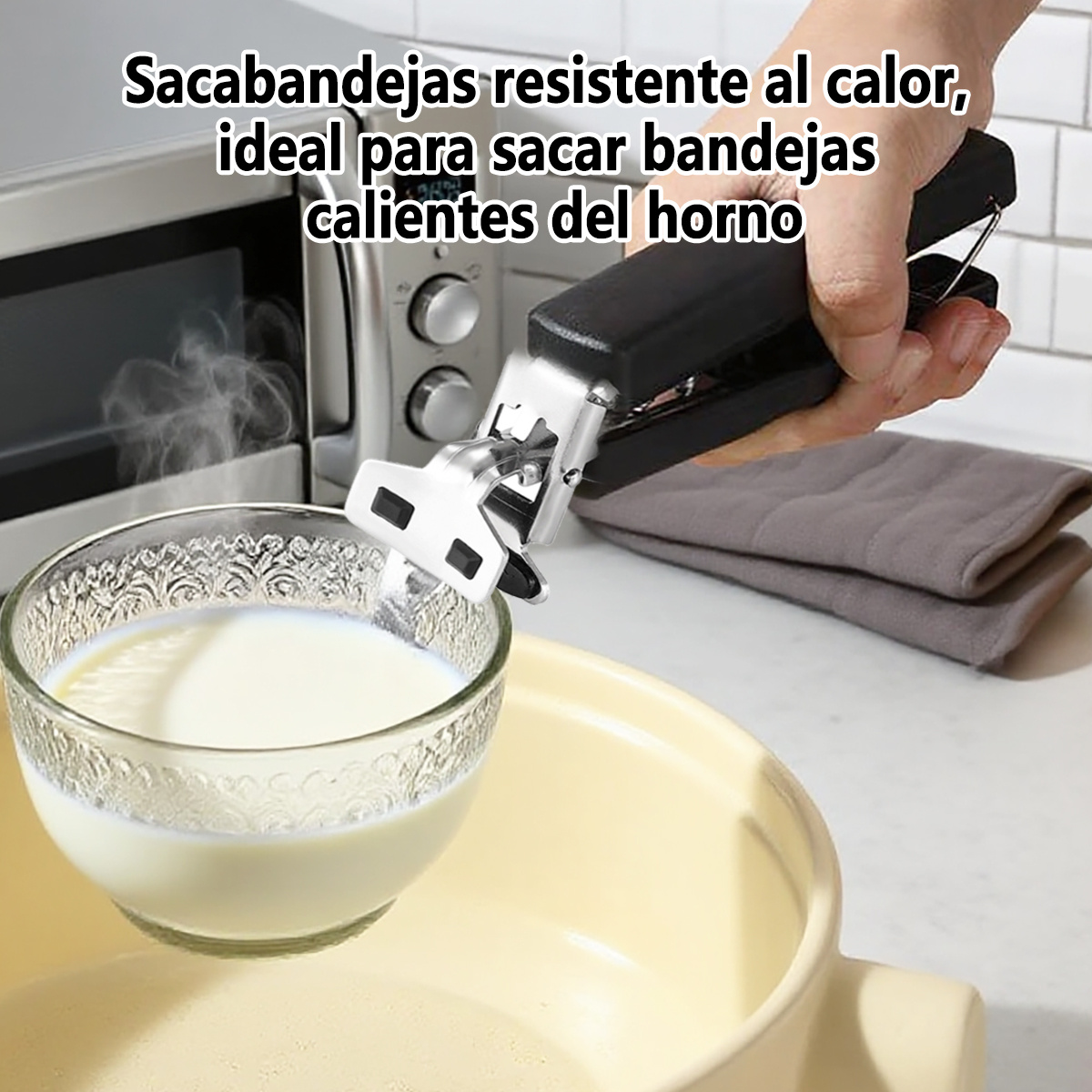 TEMU 1 elevador de platos multifuncional de acero inoxidable, PINZA PARA BANDEJAS HORNO, con diseño anti-escaldado y antideslizante, adecuado para