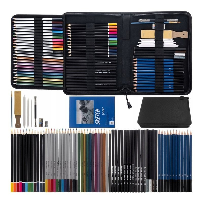 TEMU Artistic Set Of 74 Elements, Professional Art Supplies, Sketching Pencils, Charcoal Pencils, Pastel Pencils, Watercolor Pencils, Metallic