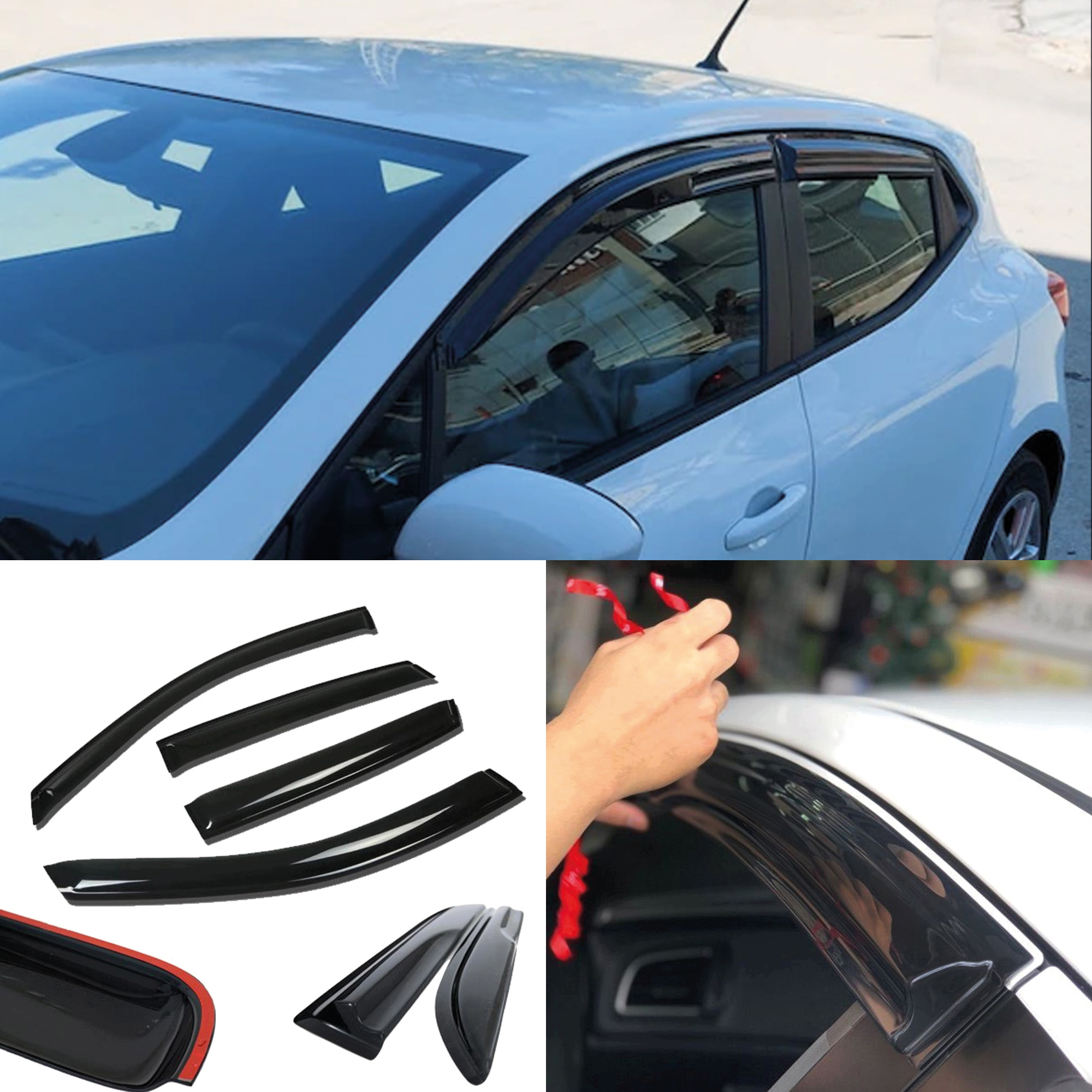 TEMU Pare-soleil pour Renault Clio 5 2020+ - Lot de 4 pièces - Accessoires Auto - Protection contre - Déflecteur de vent - Moulure renforcée -