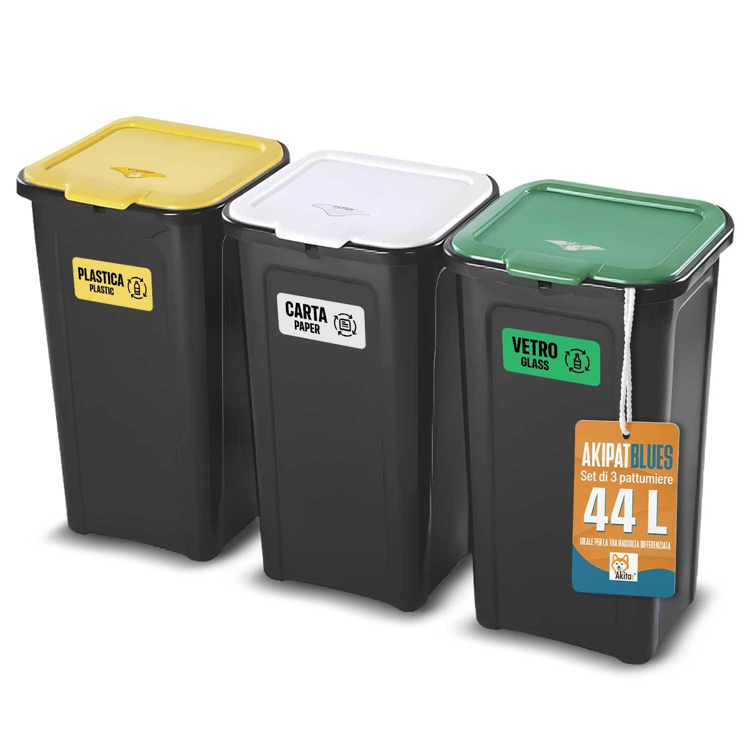 TEMU Set Of 3 Trash Cans And 44l Bins For Home Or Office Waste Sorting