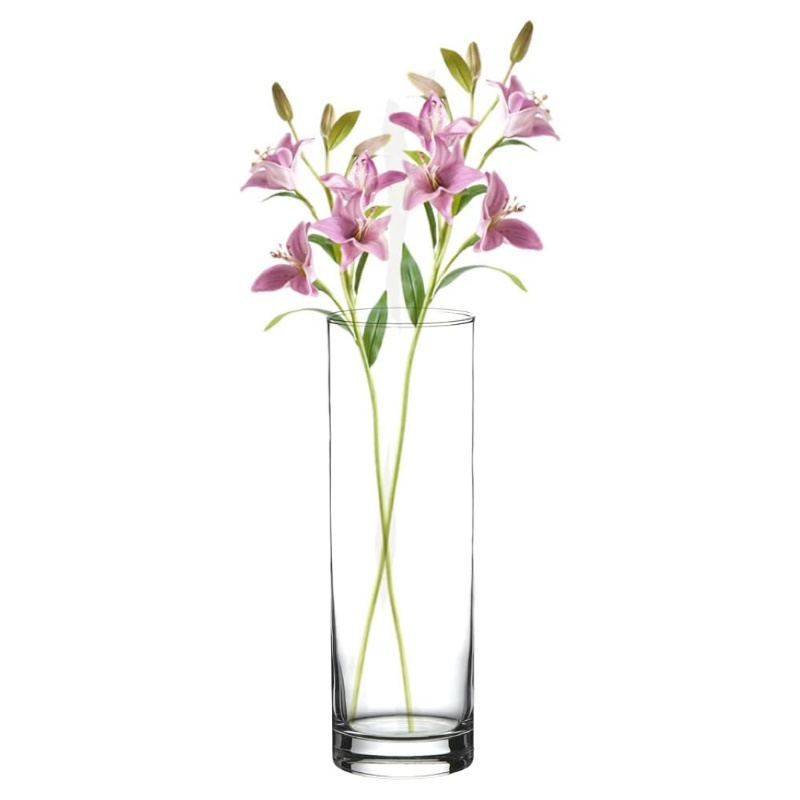 TEMU de Flores de Cristal, Florero abombado de Vidrio, 26cm y 26.5cm de , Elegante y