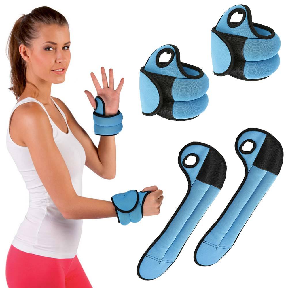 TEMU BAKAJI Set 2 per da 1 Kg Allenamento Palestra Aerobica Fitness Potenziamento Muscolare in Tessuto Neoprene con Foro per Pollice Chiusura Strappo