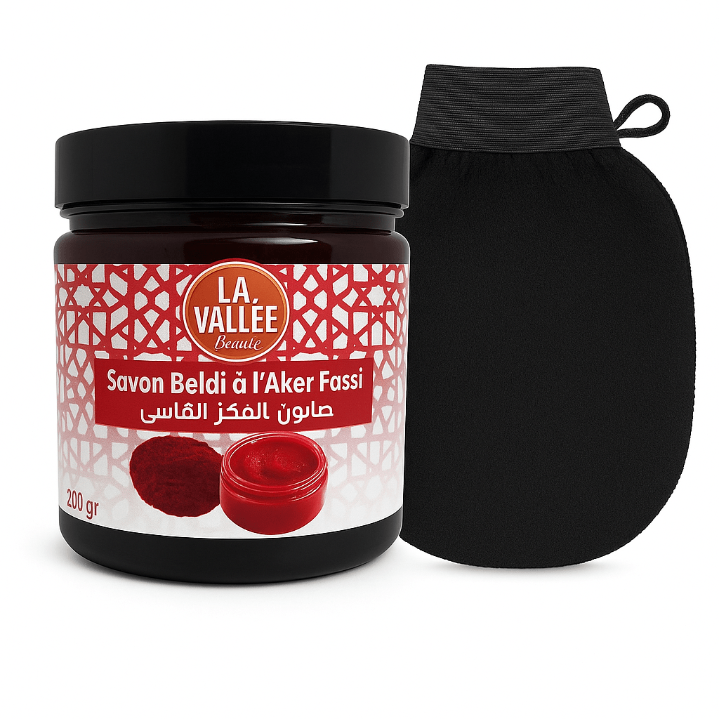 TEMU Savon Noir Marocain à l’ 200 g + Gant – Pack Hammam Naturel