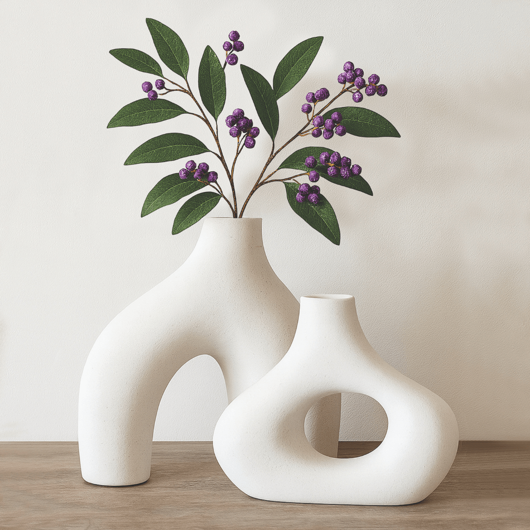 TEMU Nordic Style Ceramic Vase Set Of 2 – Modern White Decorative Vases For Home, Shelf & Table Décor