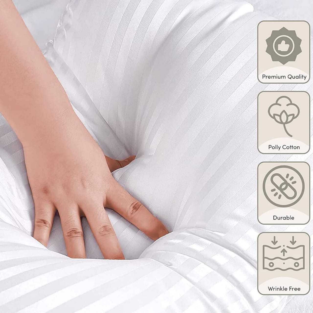 Divine Textiles - 2 BHS Stripe Pillow for Bed, Sofa & Living Room Decor – Soft Supportive Pillow for Everyday Comfort – Elegant Striped Design Enhances Bedroom Aesthetic – Durable, Easy Care & Long-Lasting Pillow for Home Interior Styling