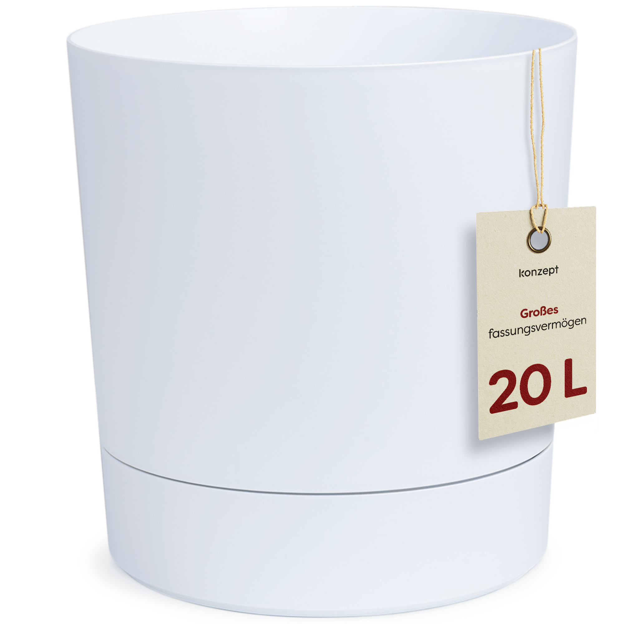 Image of Flower Pot With Saucer 32.5 / 38 Cm - , Large Planter Made Of High-quality Plastic, Modern & Elegant, & Weather-resistant, Ideal For Indoor Plants, Balcony, Terrace & Garden, Color White