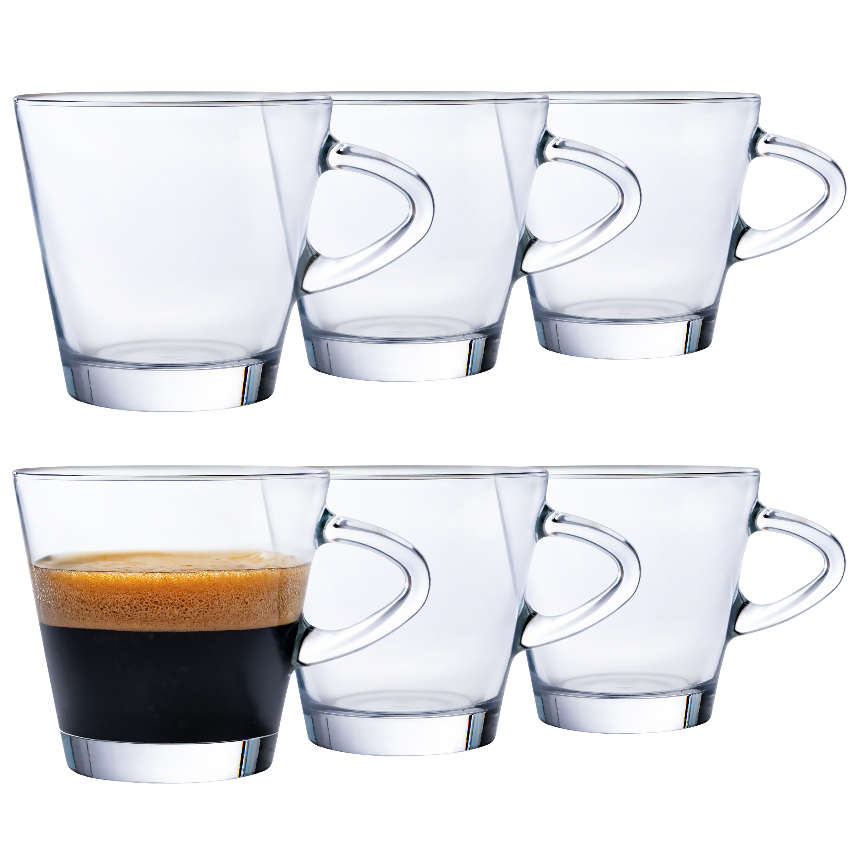 Espresso Cups 80 Ml 6/12pcss Set - , Elegant Espresso Glasses With Handle, & , Dishwasher Safe & , As 6pcs Or 12pcss Set For Espresso, Mocha &