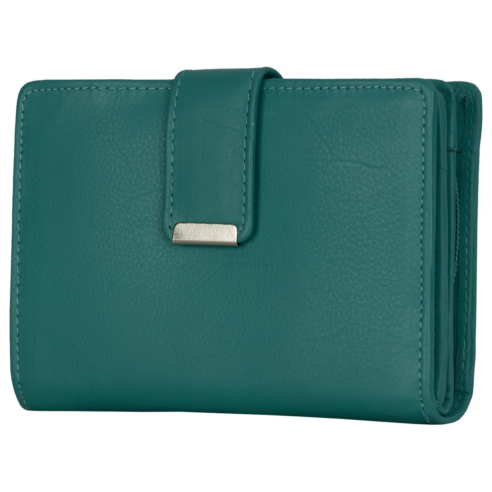 Image of Women's Genuine Leather Wallet With Rfid Protection, , Dimensions: . 13.5 Cm X 9 Cm X 3 Cm, 9 Card Slots With Snap Button Closure