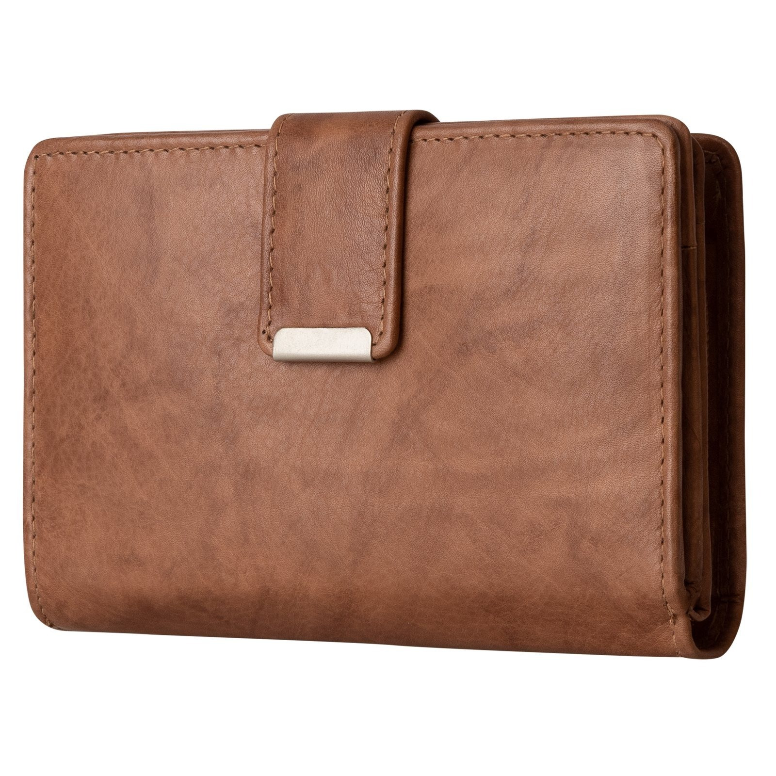 Image of Women's Genuine Leather Wallet With Rfid Protection, Tan, Dimensions: . 13.5 Cm X 9 Cm X 3 Cm, 9 Card Slots With Snap Button Closure