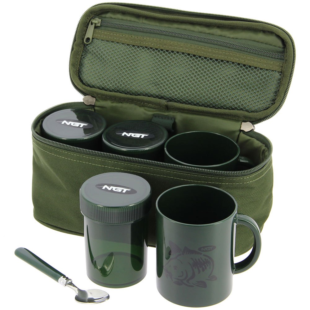 TEMU Ngt Brew Kit | Compact Fishing Brew Set With 2 Cups 3 Pots Teaspoon & Case | Portable Lightweight Nylon For