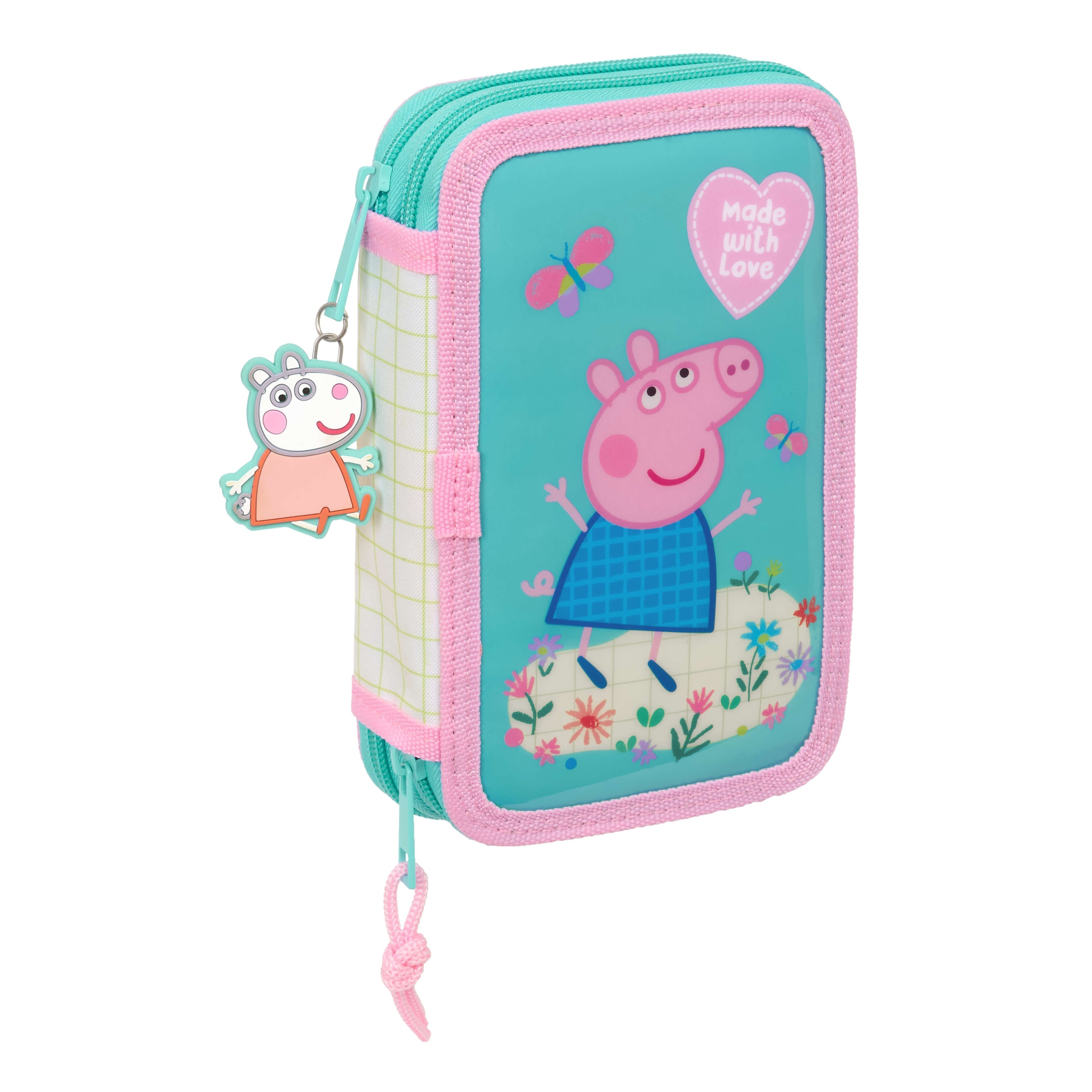 Peppa Pig '' Pencil Case Pouch Pencil Box Pencil Bag School Bag 28pcs 2 Compartments 2-fold Filled