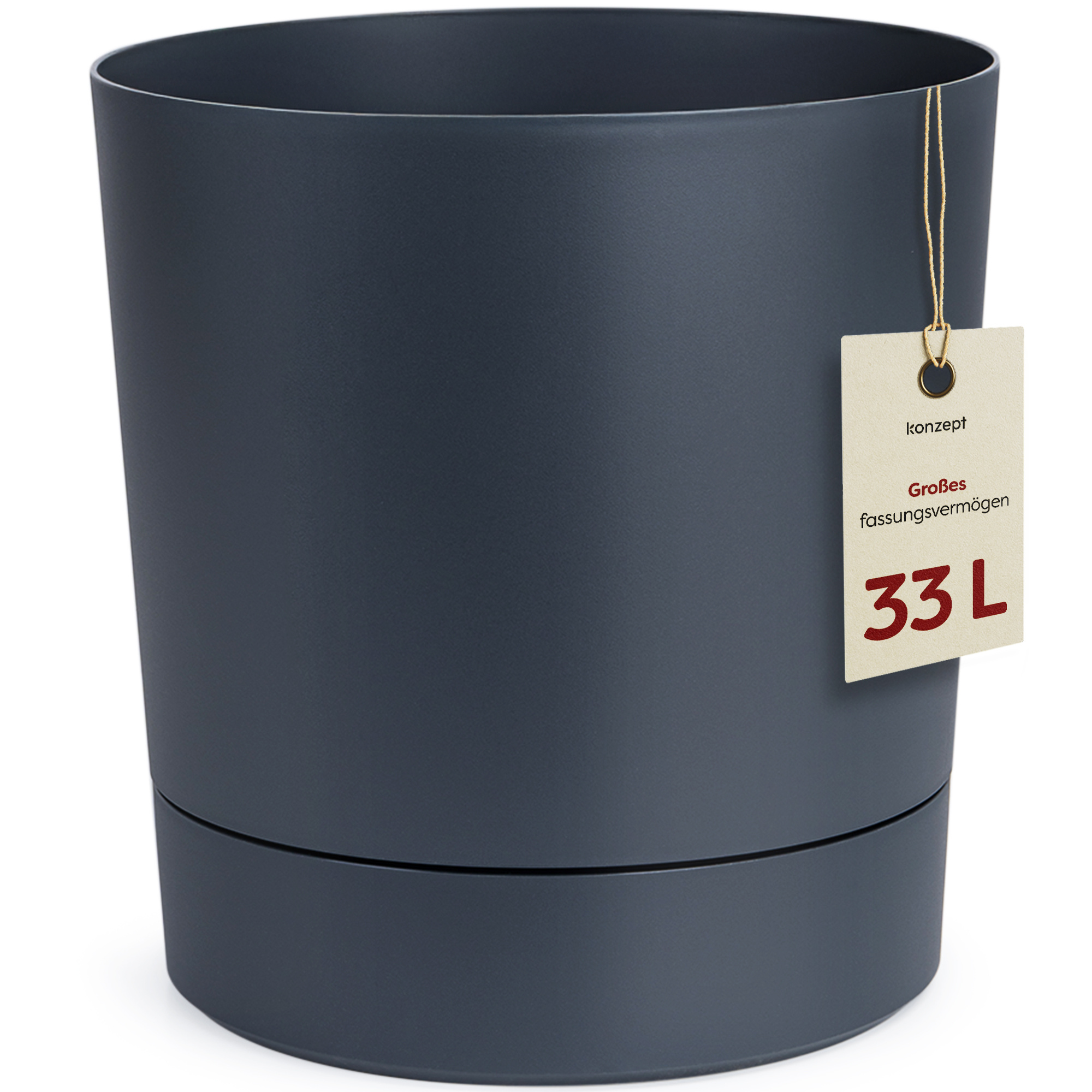 Image of Flower Pot With Saucer 32.5 / 38 Cm - , Large Planter Made Of High-quality Plastic, Modern & Elegant, & Weather-resistant, Ideal For Indoor Plants, Balcony, Terrace & Garden, Color White