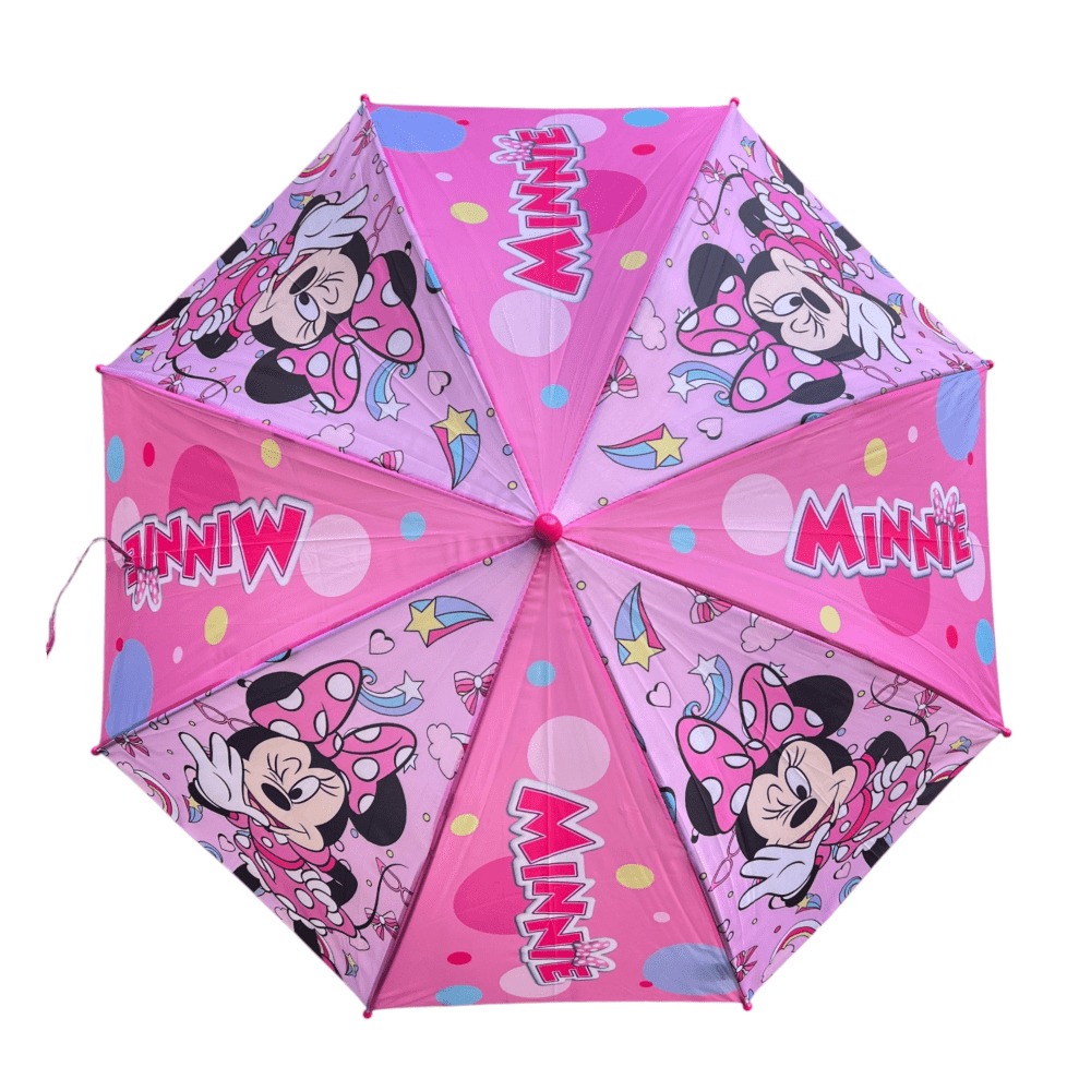 Minnie Mouse Umbrella for Girls with Automatic Opening, 8-Rib Structure, and Mickey Mouse Design